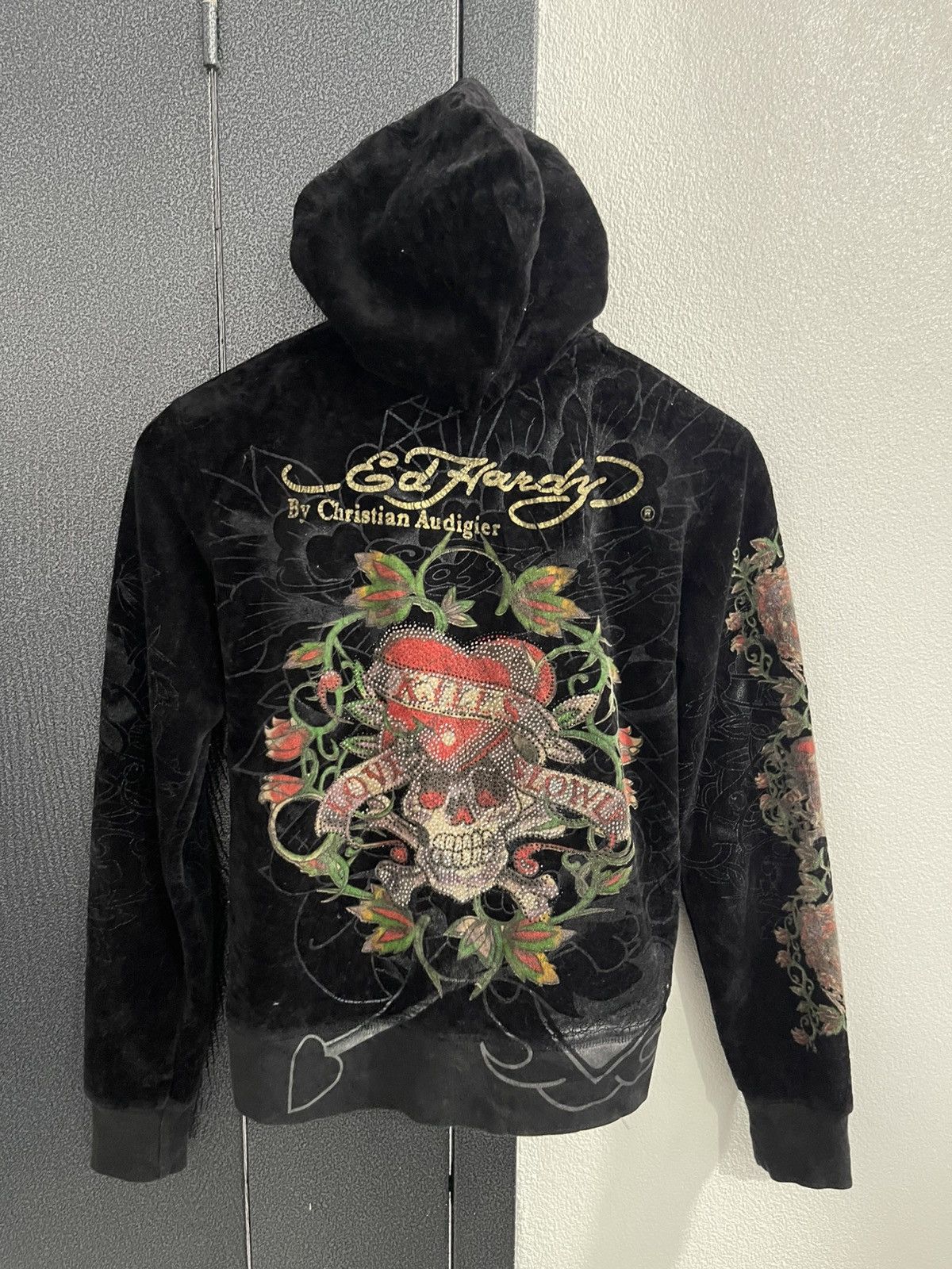 Ed Hardy Ed Hardy by Christian Audigier Velvet Hoodie Size M / US 6-8 / IT 42-44 - 1 Thumbnail