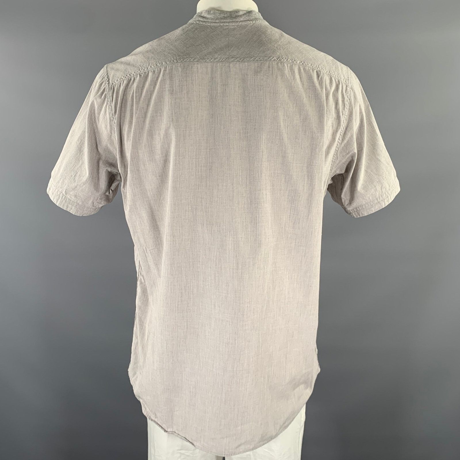 Wings + Horns WINGS and HORNS XL Grey Heather Band Collar S/S Shirt Size US XL / EU 56 / 4 - 4 Thumbnail