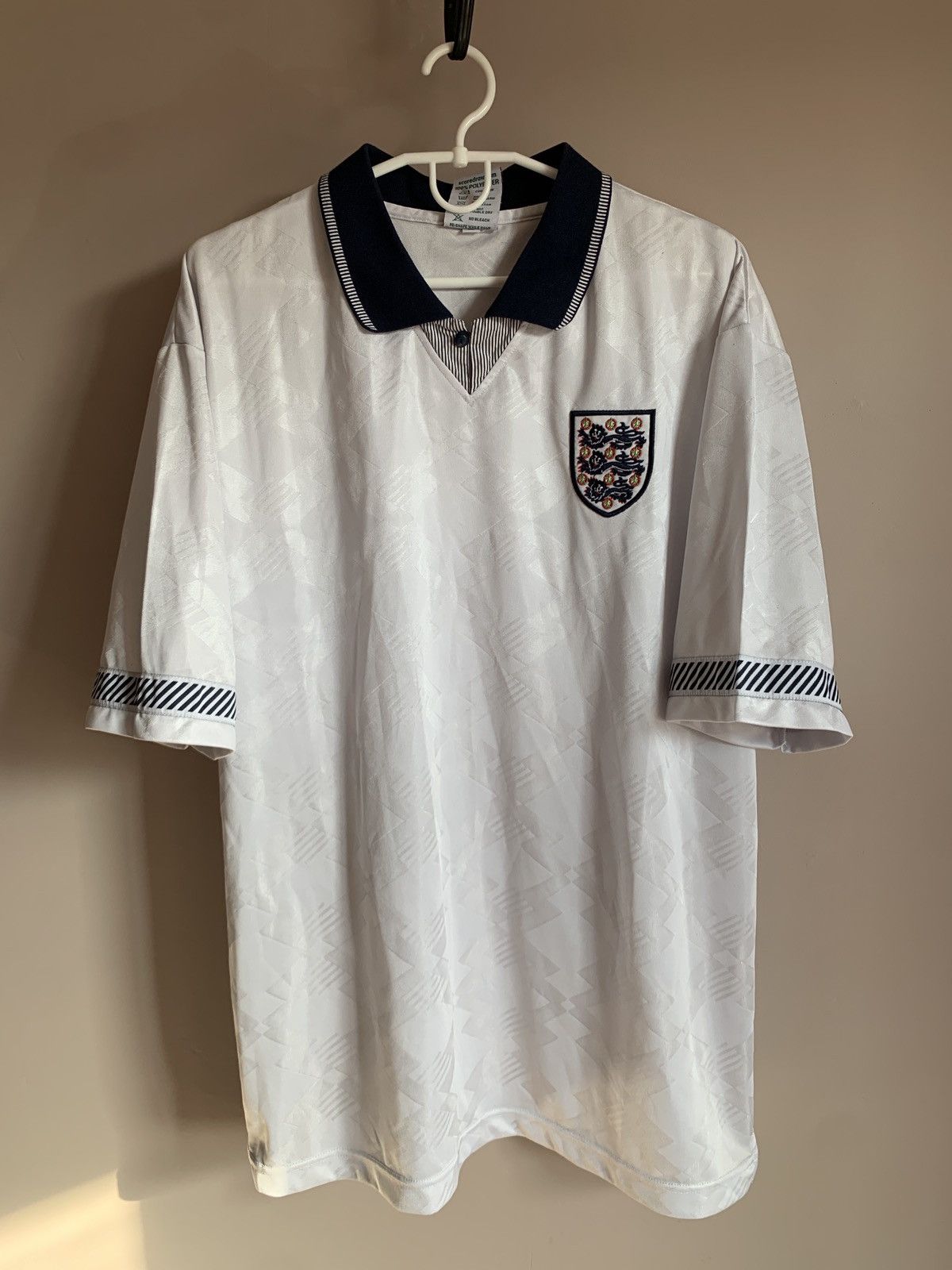 Vintage England 1990/92 Home Football Shirt Retro Score Draw Soccer Size US XL / EU 56 / 4 - 1 Thumbnail