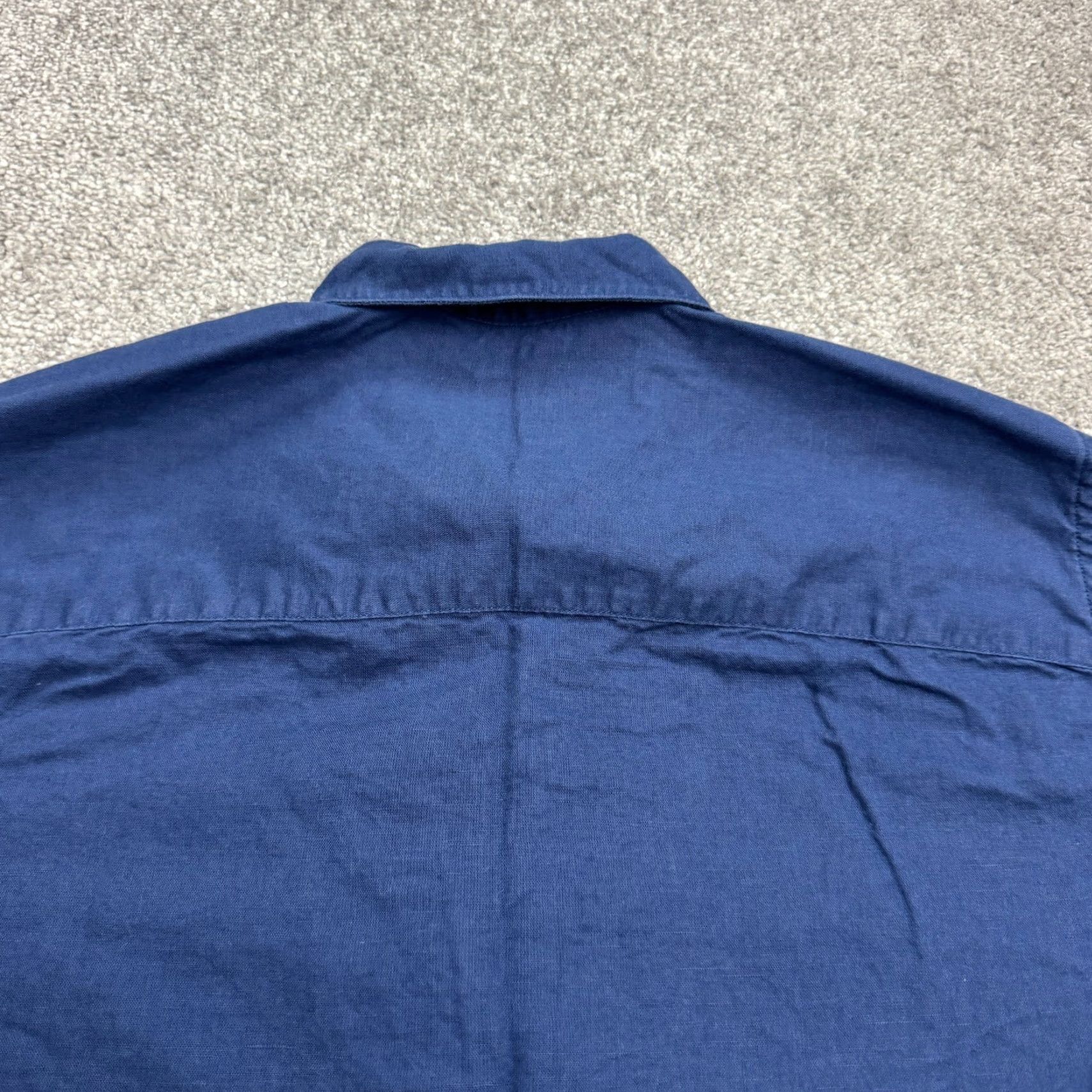 Gap Gap Button-Up Shirt Mens XS True Navy Blue Short Sleeve Casual Linen Cotton Button-Down Collar-Down Breathable Lightweight Pockets Size US XS / EU 42 / 0 - 4 Thumbnail