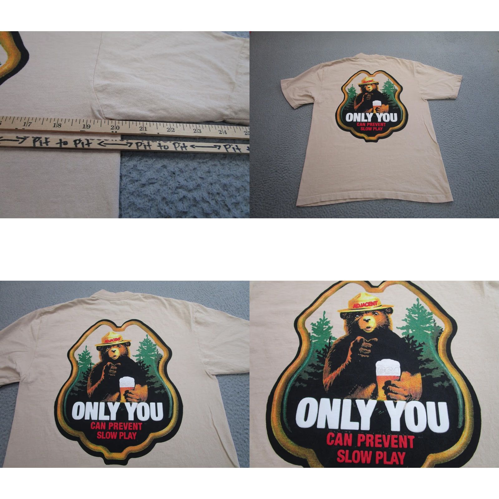 Vintage Country Club Adjacent Shirt Mens Medium Tan Only You Can Prevent Slow Play Golf Size US M / EU 48-50 / 2 - 8 Thumbnail