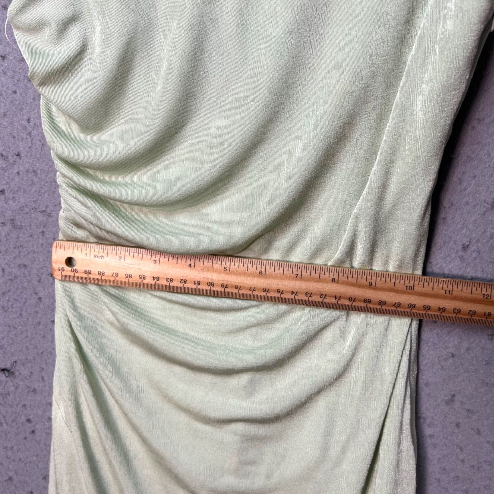 Vintage Katie May Womens XS Light Green Off-Shoulder Ruched Evening Gown Dress Long Formal Wedding Party Cocktail Ruched Gown Womens XS Green Katie May Size XS / US 0-2 / IT 36-38 - 7 Thumbnail