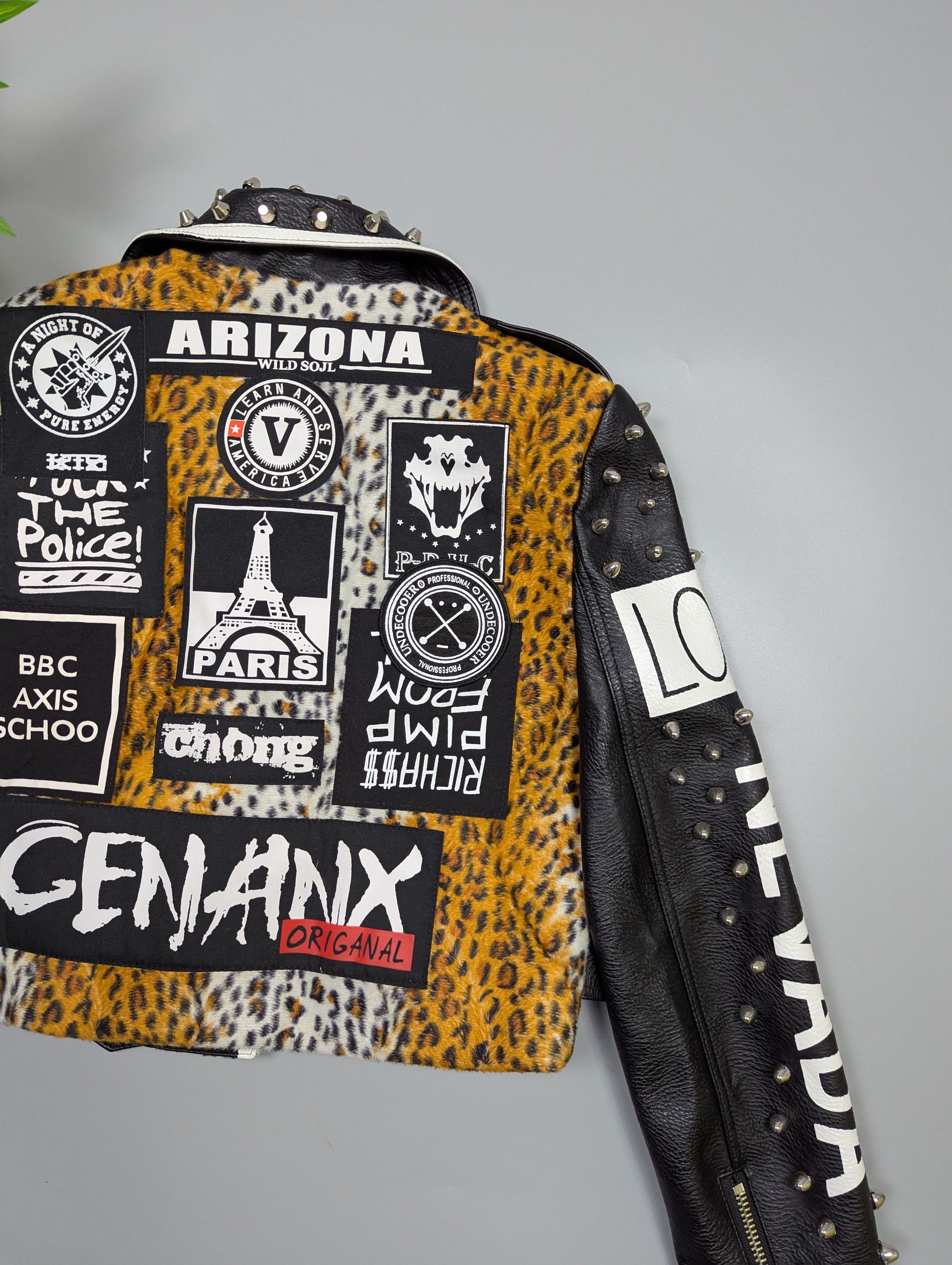 Hysteric Glamour Y2K Punk Rock Studded Graffiti Jacket Biker Leather Style Size M / US 6-8 / IT 42-44 - 17 Thumbnail