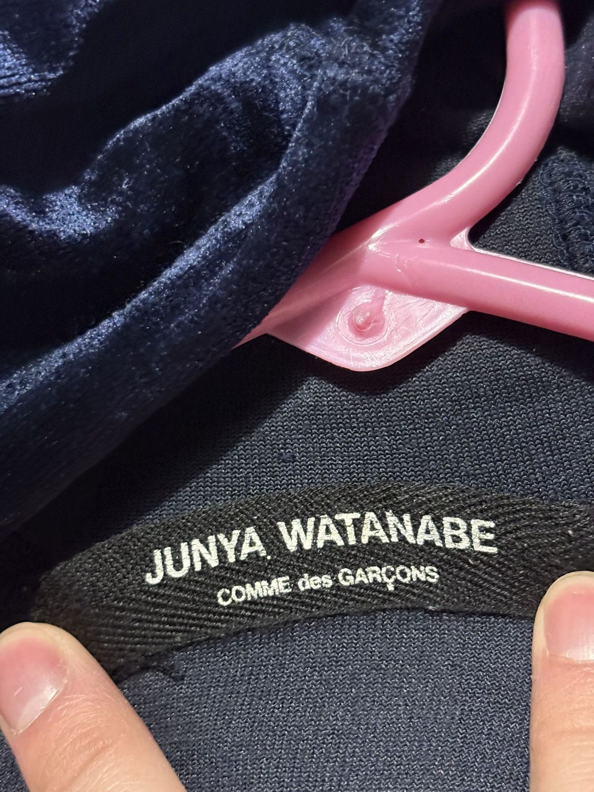 Junya Watanabe Junya Watanabe CDG Silk Velour Hoodie Sweater navy archive Size US XS / EU 42 / 0 - 7 Thumbnail