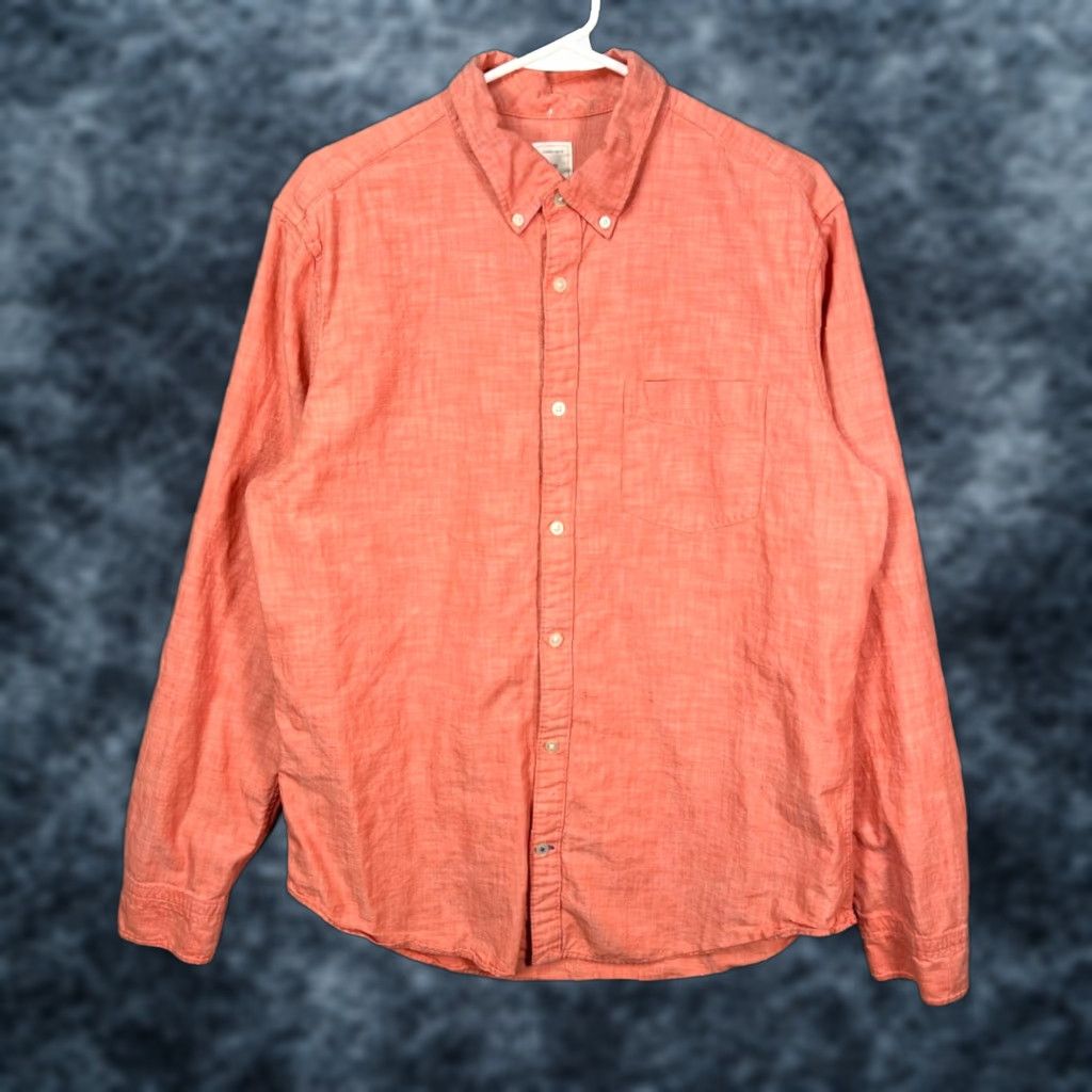 Gap Gap Shirt Mens Large Salmon Pink Cotton Button-Down Textured Button Up Casual Long Sleeve Pockets Clothing Shirt Size US L / EU 52-54 / 3 - 1 Thumbnail