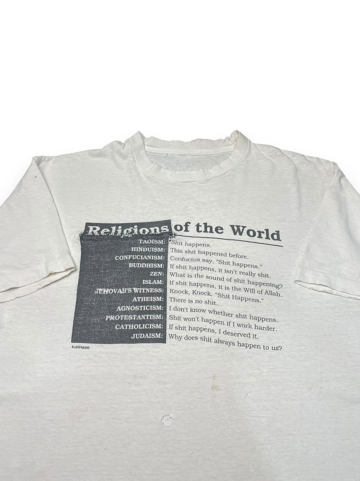 Vintage Vintage 90's Religions of the World SH*T Shirt Size US L / EU 52-54 / 3 - 1 Thumbnail