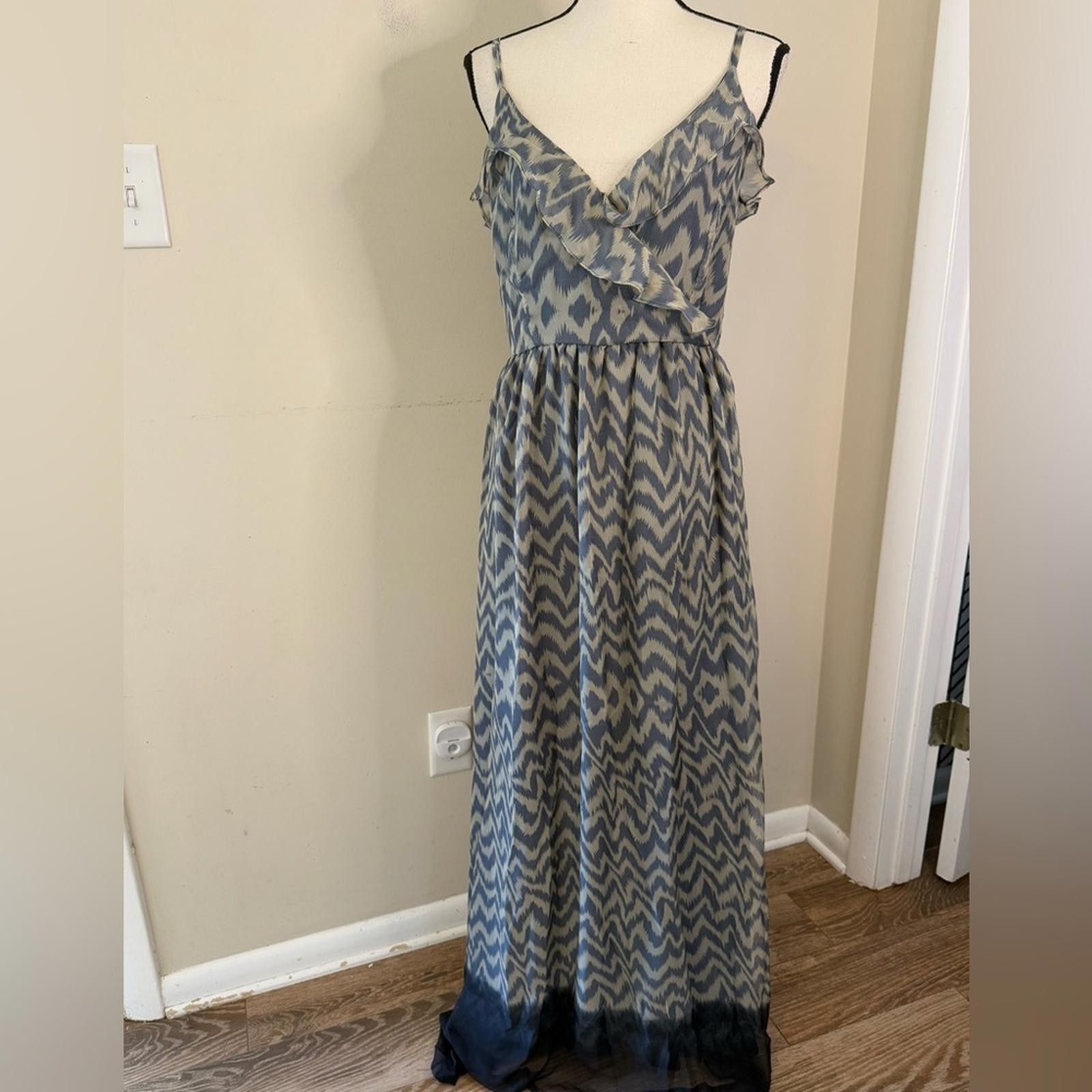 Other PIT by JC Collection maxi dress gray tan chevron pattern 4 Size S / US 4 / IT 40 - 3 Thumbnail