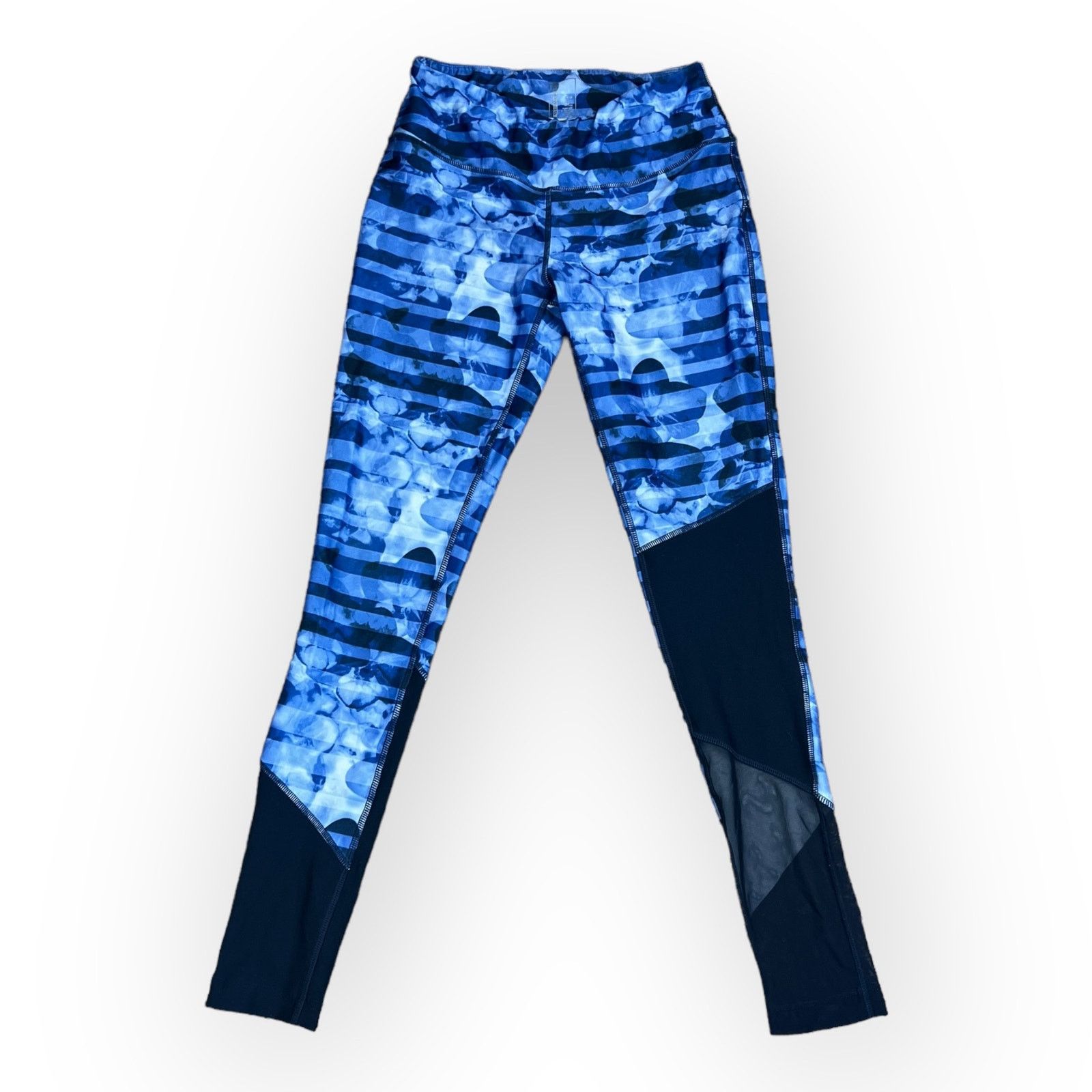 Dillard's Mondetta Women's Active Leggings - Blue Striped Floral Size 26" / US 2 / IT 38 - 7 Thumbnail