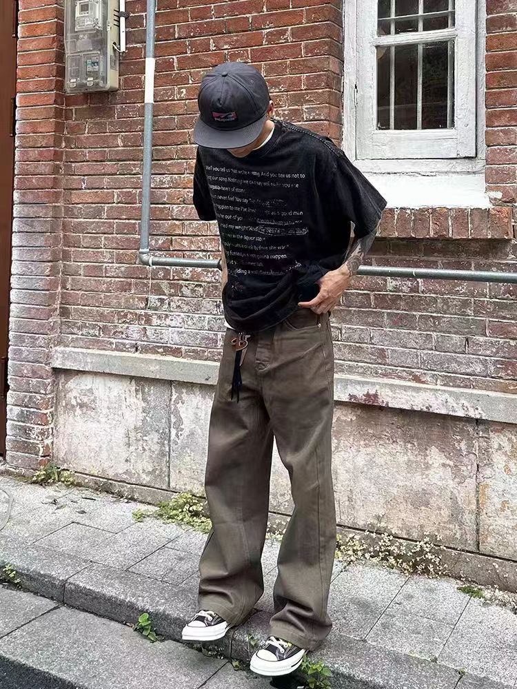 Coffee Vintage Micro Flare Casual Jeans