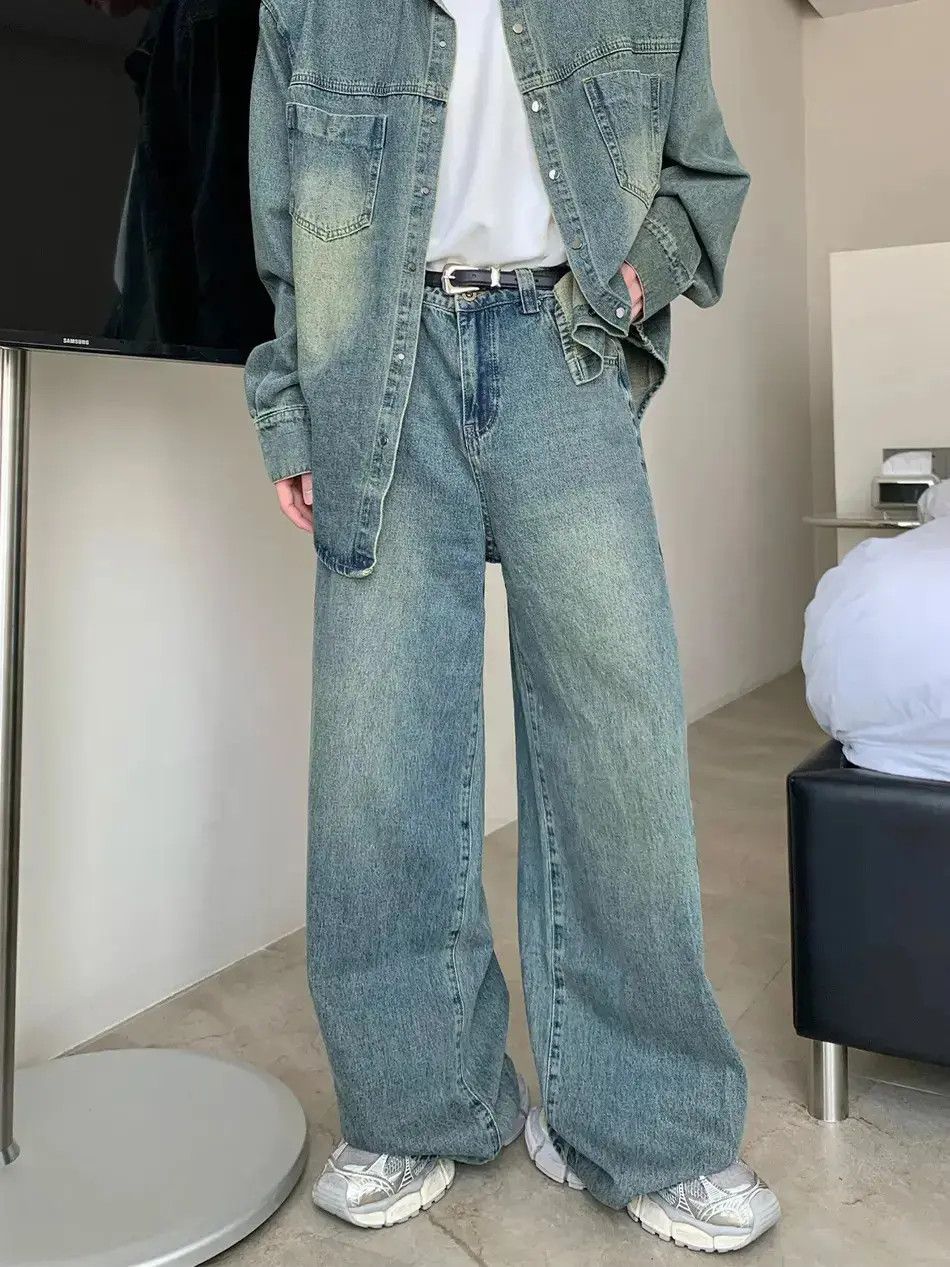 Japanese Brand Retro casual straight leg wide leg jeans Size US 32 / EU 48 - 3 Thumbnail
