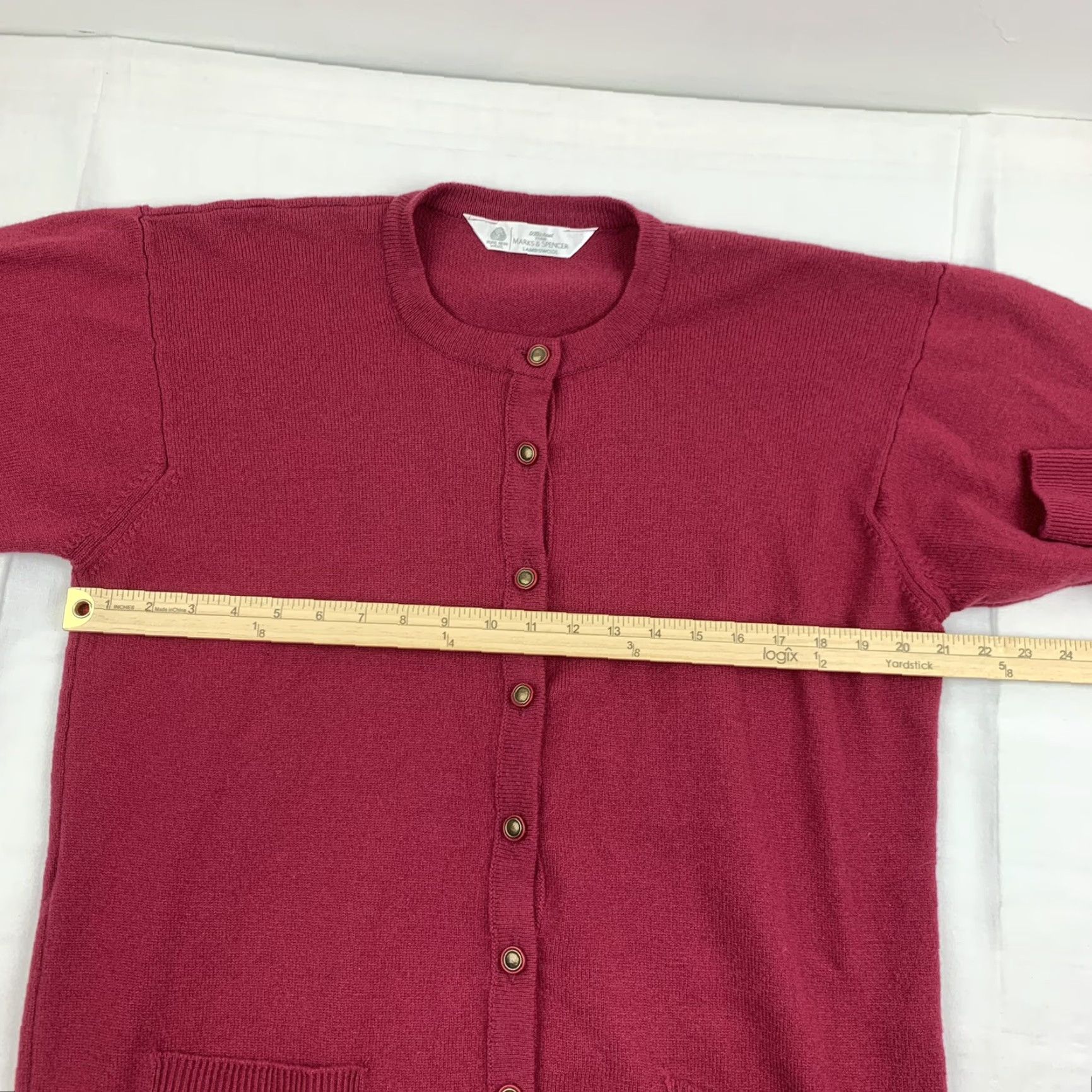 Marks & Spencer VINTAGE Marks & Spencer Wool Cardigan Womens 16 Large Red UK St Michael 90s Knit Mens? Size XXL / US 16-18 / IT 52-54 - 7 Thumbnail