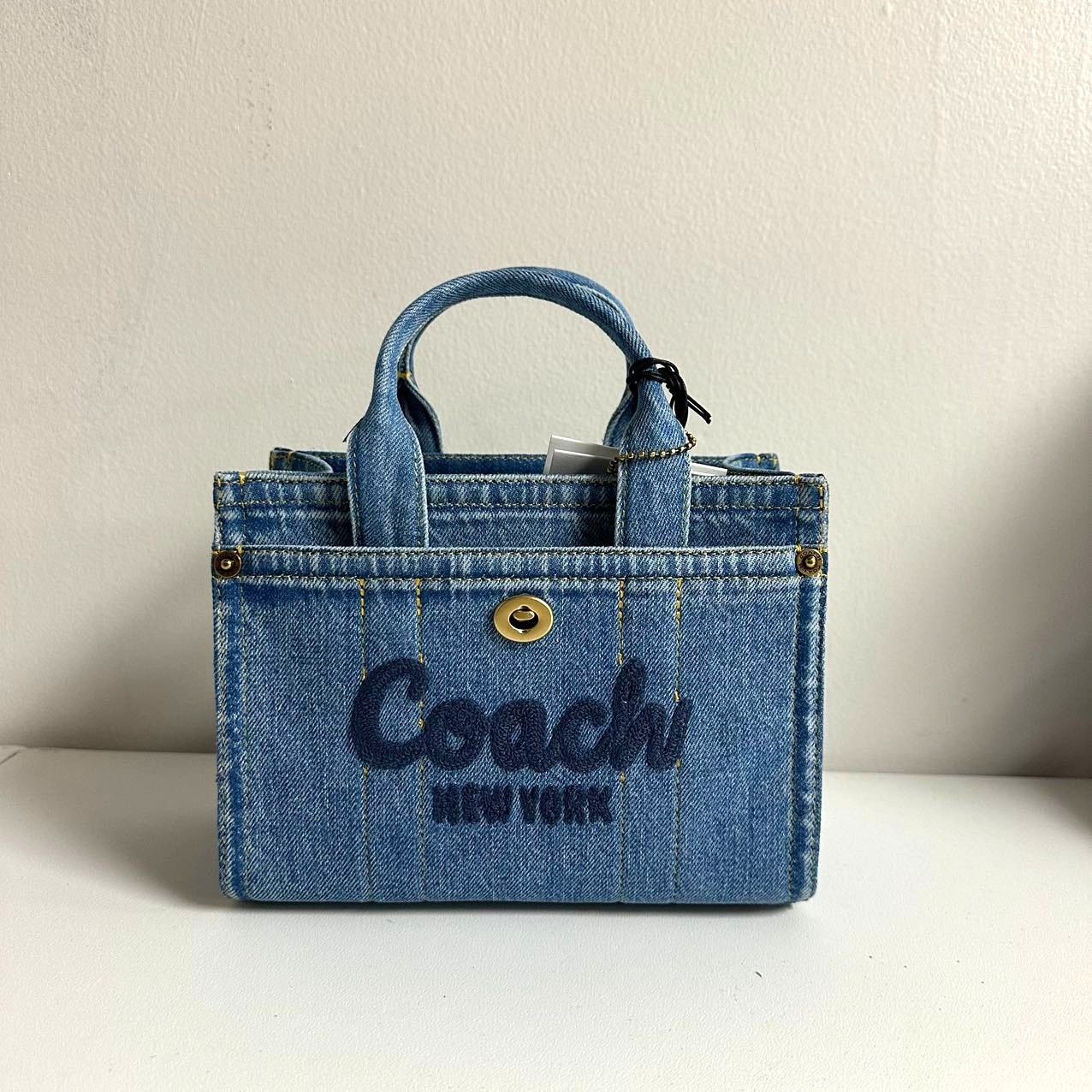 Coach Coach Mini Denim Cargo Tote Bag 20 Brass / Indigo CZ100 NWT Size ONE SIZE - 1 Thumbnail