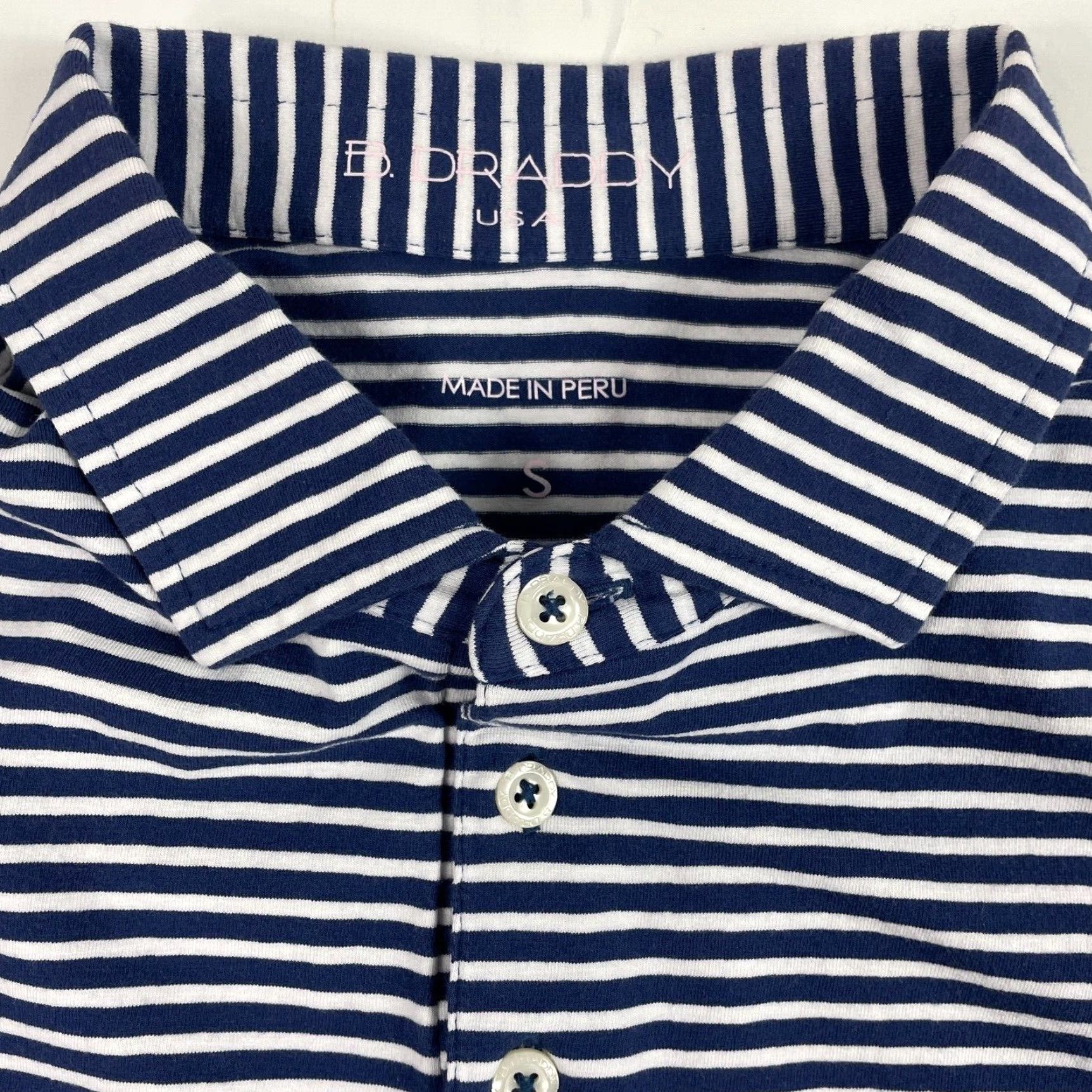 Vintage B Draddy Polo Shirt Men Small Blue Golf Short Sleeve Split Pima Cotton Spandex Striped Logo Chest Pocket Regular Size US S / EU 44-46 / 1 - 7 Thumbnail