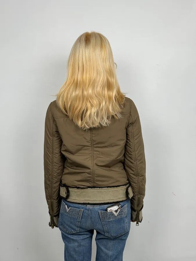 Dolce & Gabbana 2000s Dolce & Gabbana Olive Green Nylon Lambskin Leather Jacket Size XS / US 0-2 / IT 36-38 - 3 Thumbnail