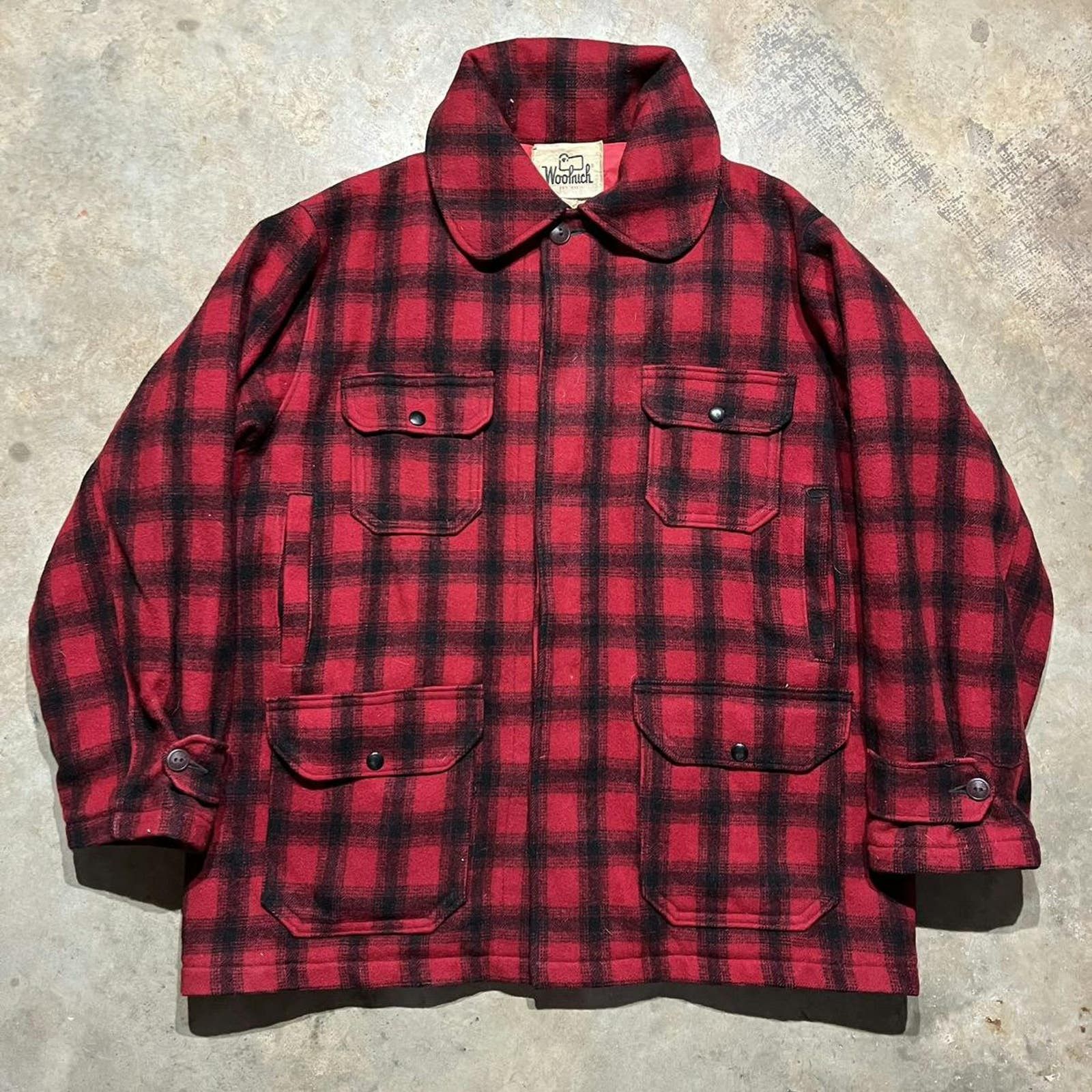 Image of Made In USA x Vintage 60S Woolrich Buffalo Plaid Wool Mackinaw Jacket in Red, Men's (Size 2XL)