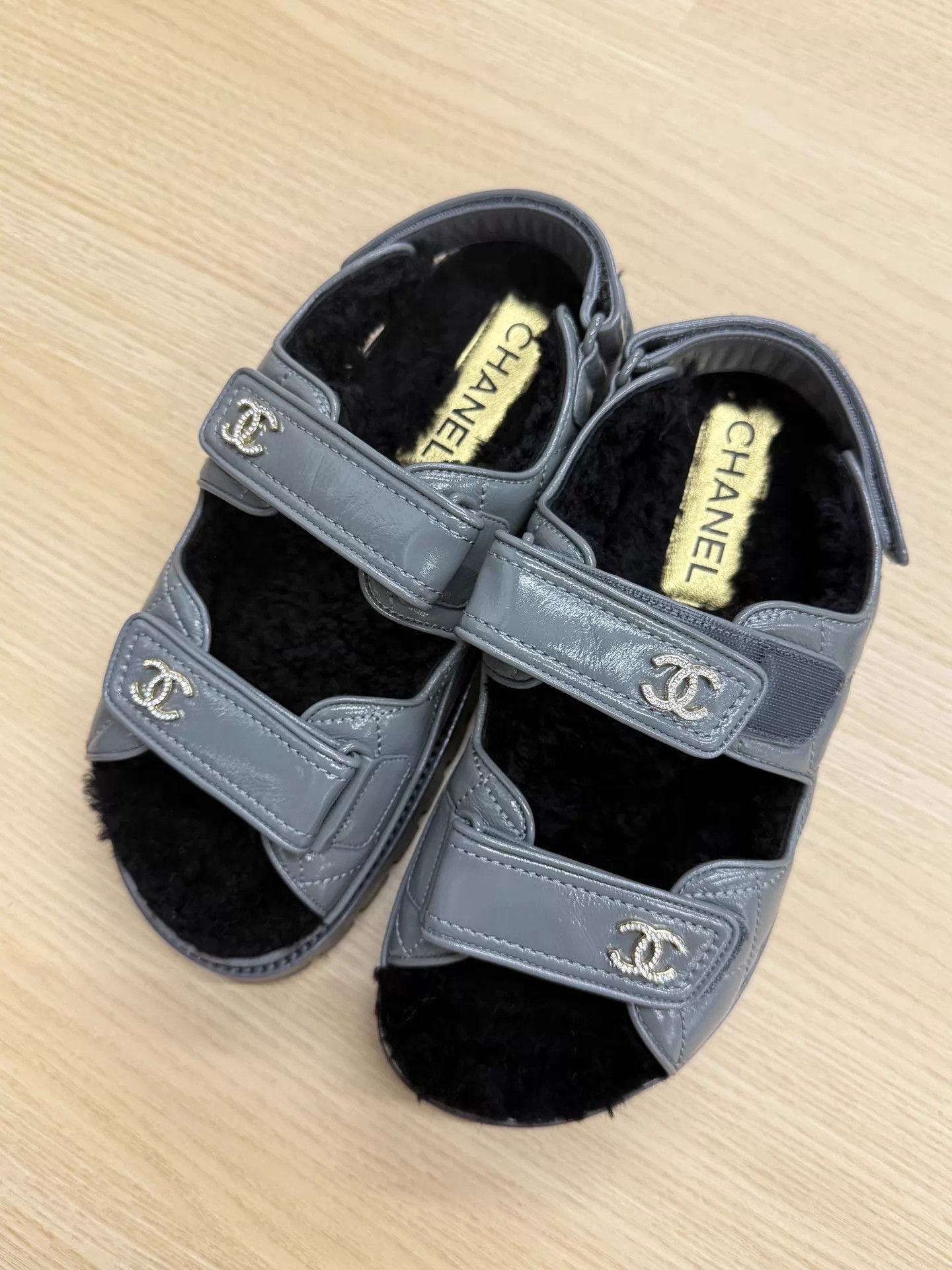 Chanel Chanel Gray Fur Velcro Sandals Size 37 New Size US 6.5 / IT 36.5 - 2 Thumbnail