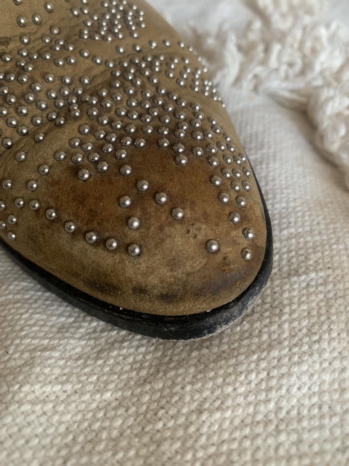 Chloe Chloe Suzanna wester cowboy ankle boot 7 studded beige suede Size US 7 / IT 37 - 7 Thumbnail