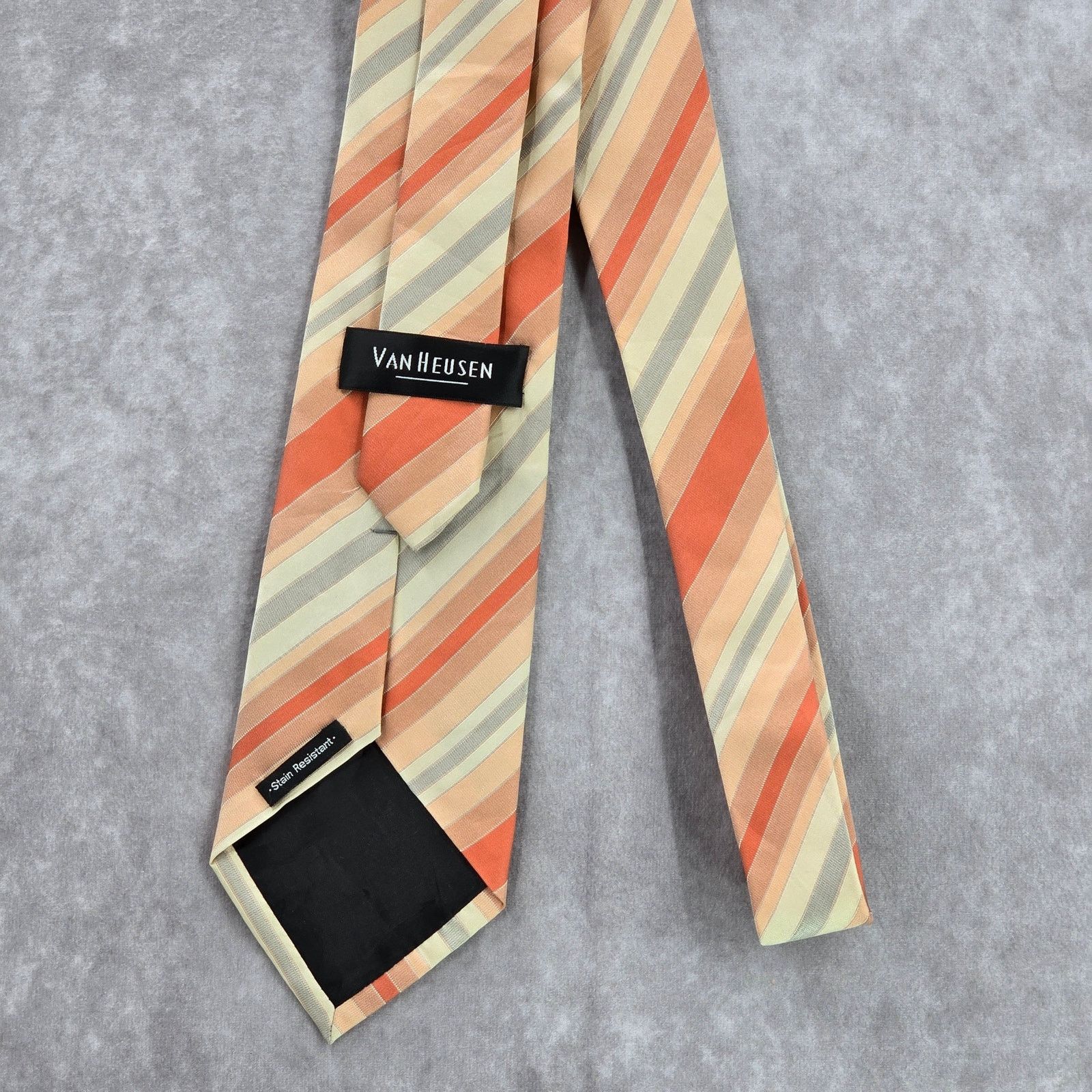 Van Heusen Van Heusen Orange Gray Stripe 100% Silk Men's Neck Tie NWOT Size 30 - 3 Thumbnail