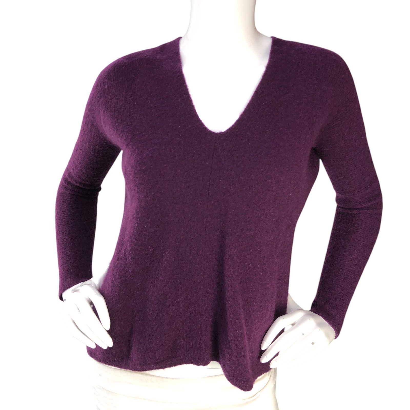 Vince Vince Sz S Sweater Double V Neck Wool Cashmere Blend Purple Size S / US 4 / IT 40 - 11 Thumbnail