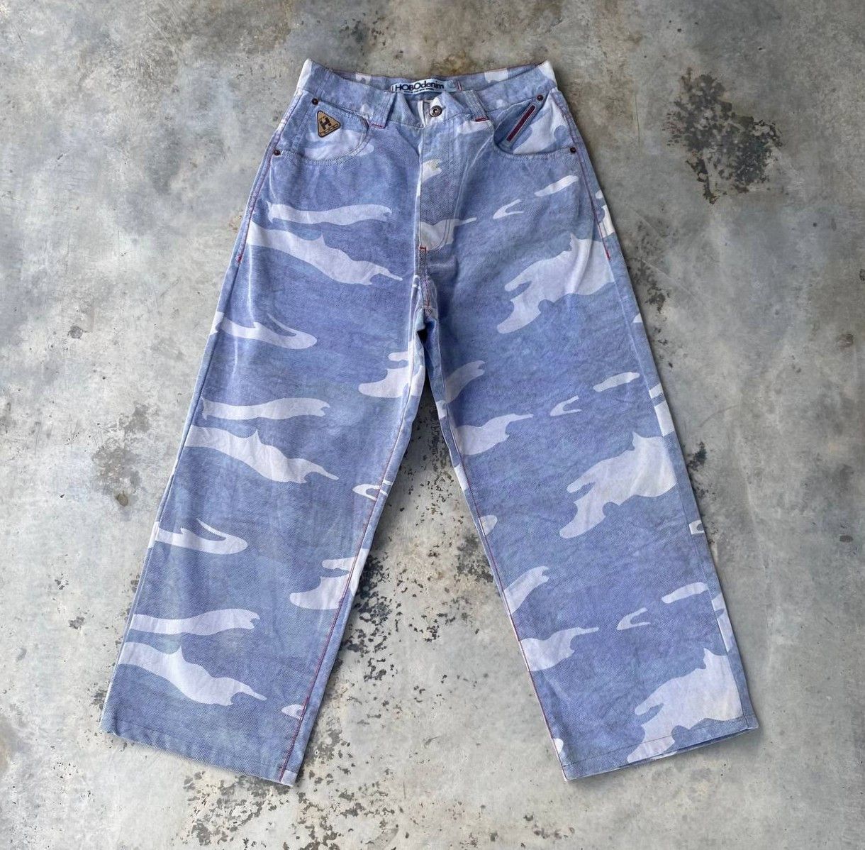 Hobo HOBO DENIM Vintage 90s Wide Leg Blue Camo Skate Pants Baggy Size US 30 / EU 46 - 1 Thumbnail