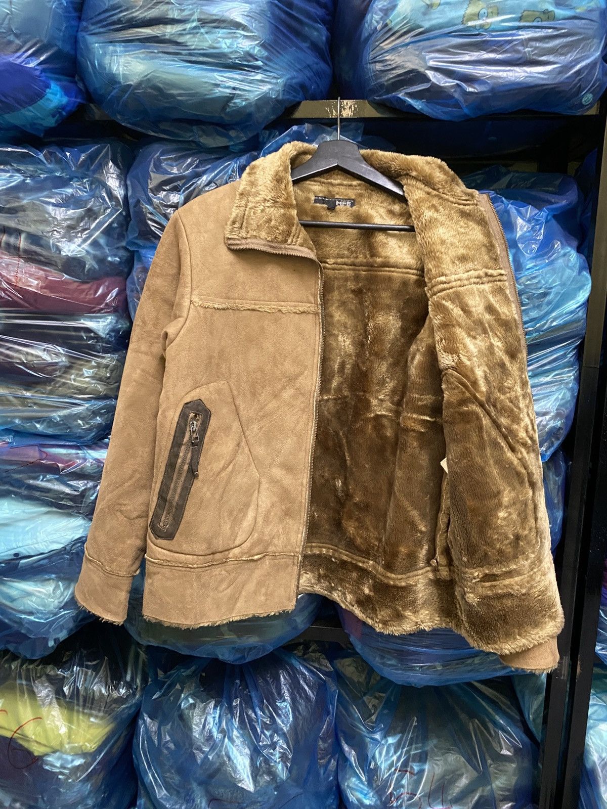 Japanese Brand Vintage MFE Faux Shearling Jacket - Men’s Tan Winter Size US S / EU 44-46 / 1 - 10 Thumbnail