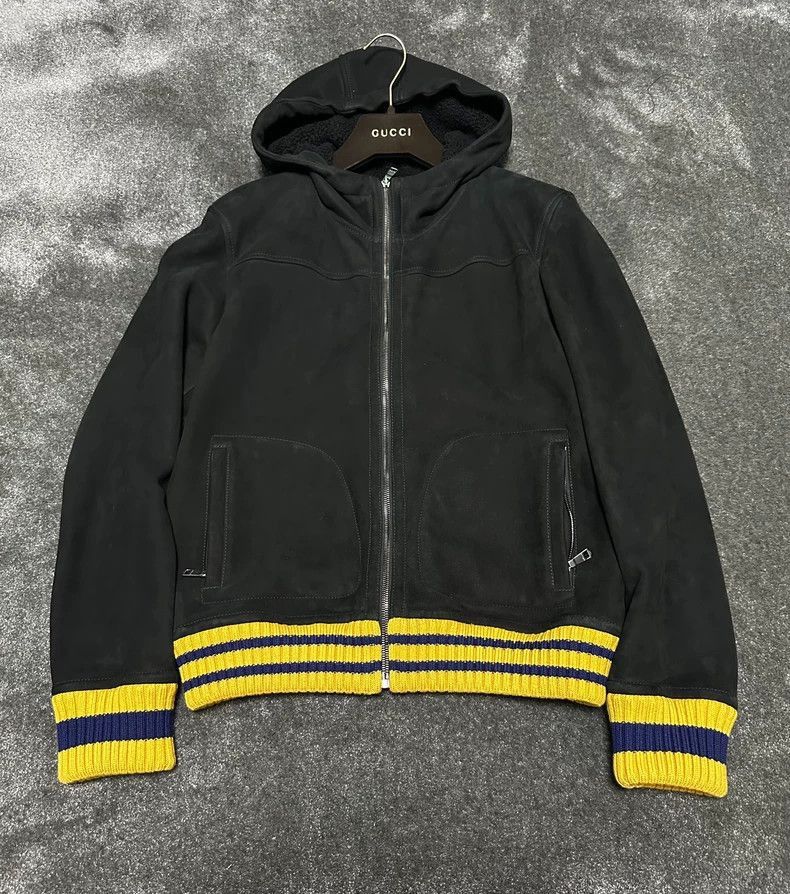 Black Shearling Hooded Jacket by Gucci-2506