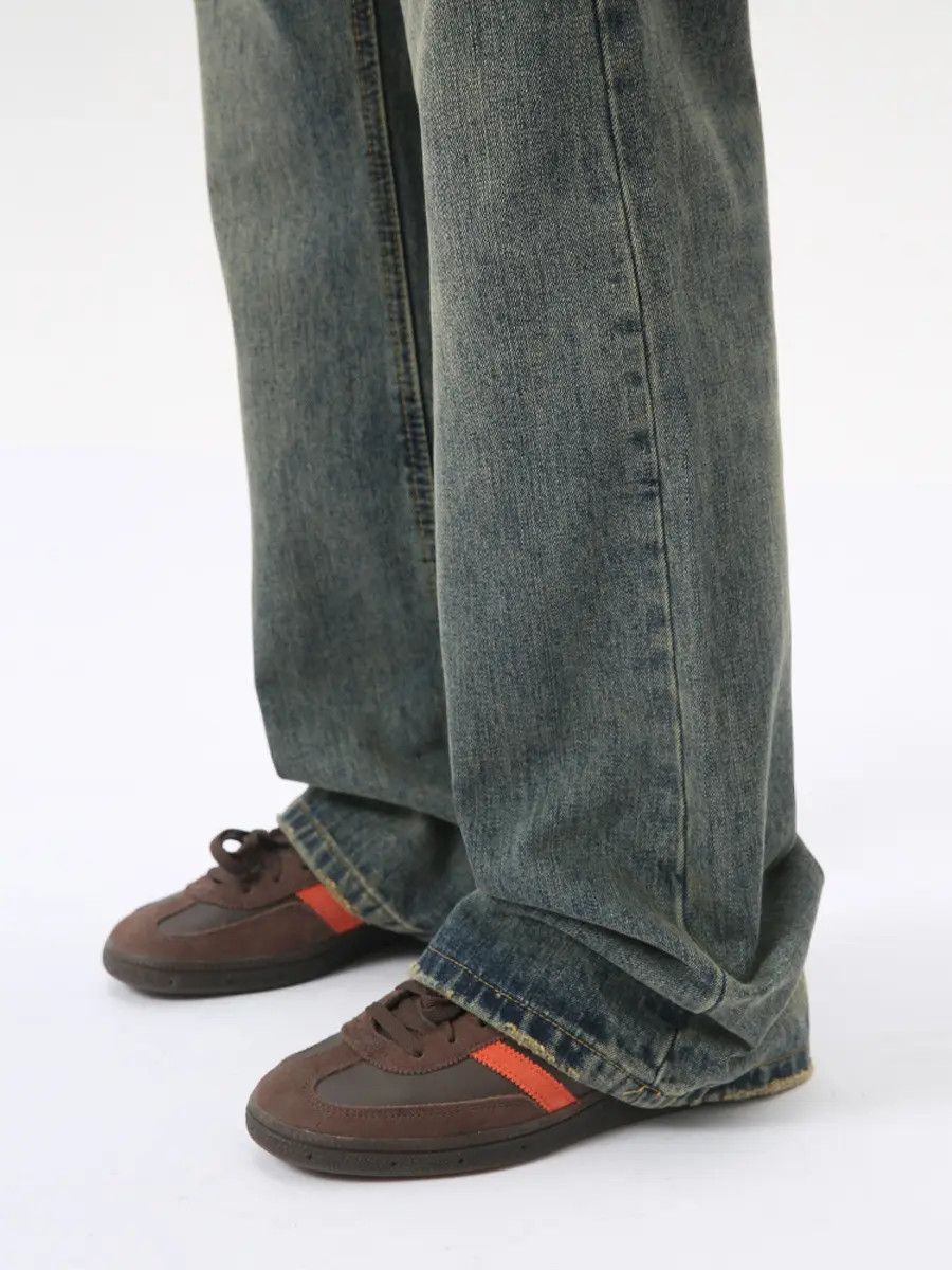 Japanese Brand Retro loose straight leg micro flared jeans Size US 32 / EU 48 - 4 Thumbnail