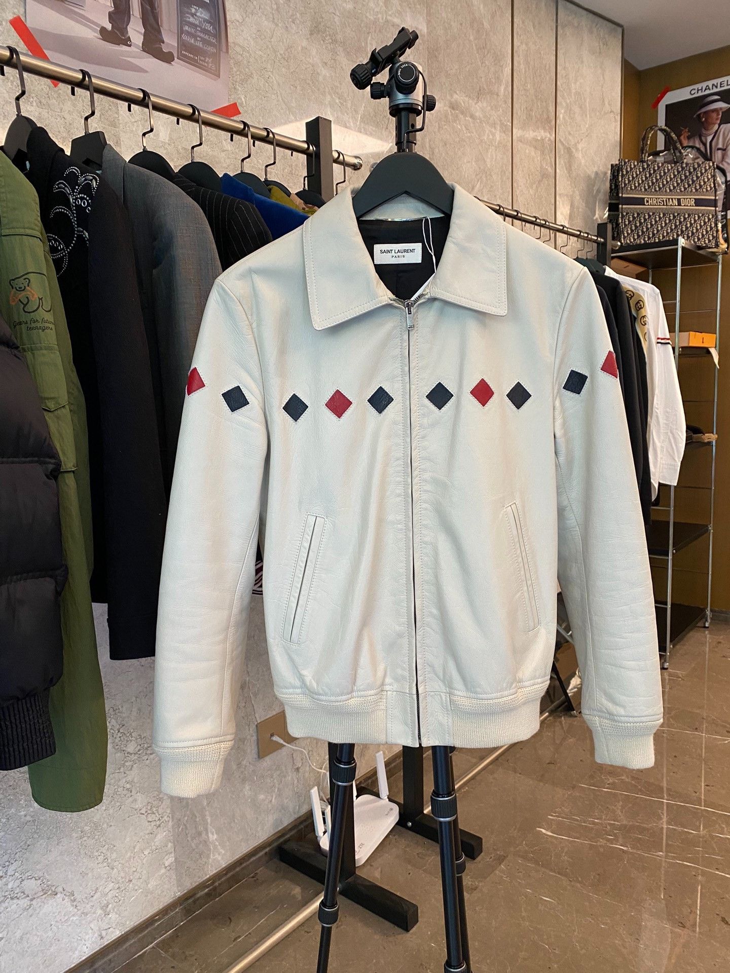 Saint Laurent Paris Saint Laurent Diamond Patch Leather Jacket Size US S / EU 44-46 / 1 - 1 Thumbnail
