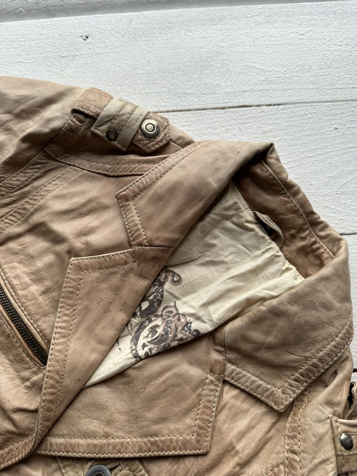 Vintage 🚨AVANT-GARDE BROWN Rick Owen’s Opium Y2K LEATHER JACKET Size M / US 6-8 / IT 42-44 - 6 Thumbnail