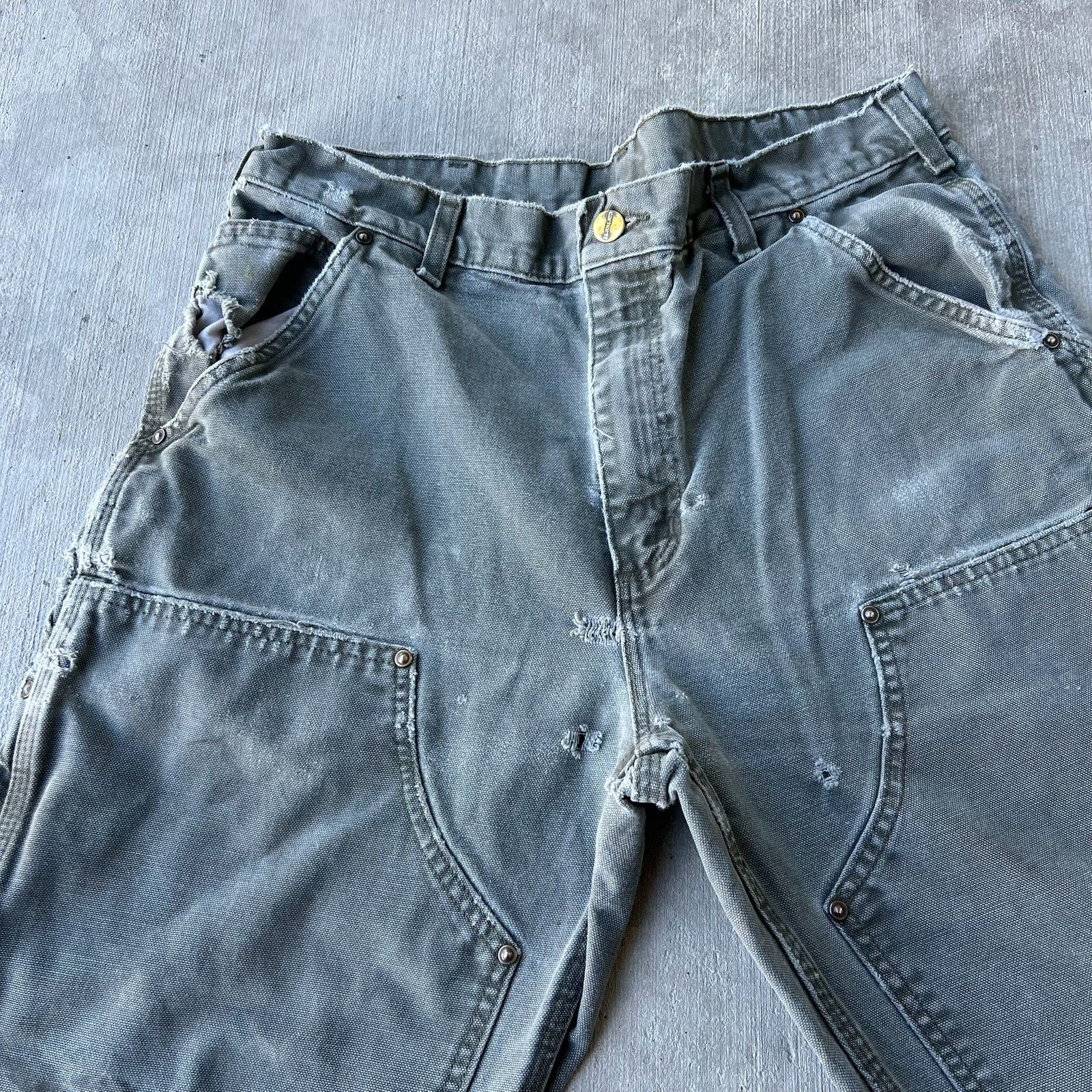 Carhartt × Vintage Carhartt faded green double knee work wear carpenter pants Size US 33 - 3 Thumbnail