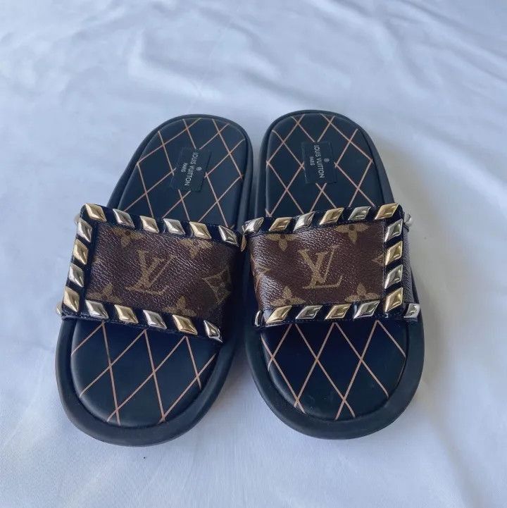 Louis Vuitton Louis Vuitton Brown Monogram Slide Sandals -2508 Size US 6 / EU 39 - 2 Thumbnail