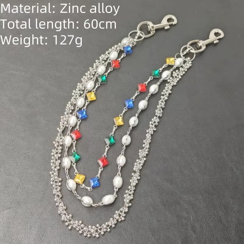 Jewelry Delicate Color Rhinestone Three Layers Pearl Pants Chain Size ONE SIZE - 3 Thumbnail