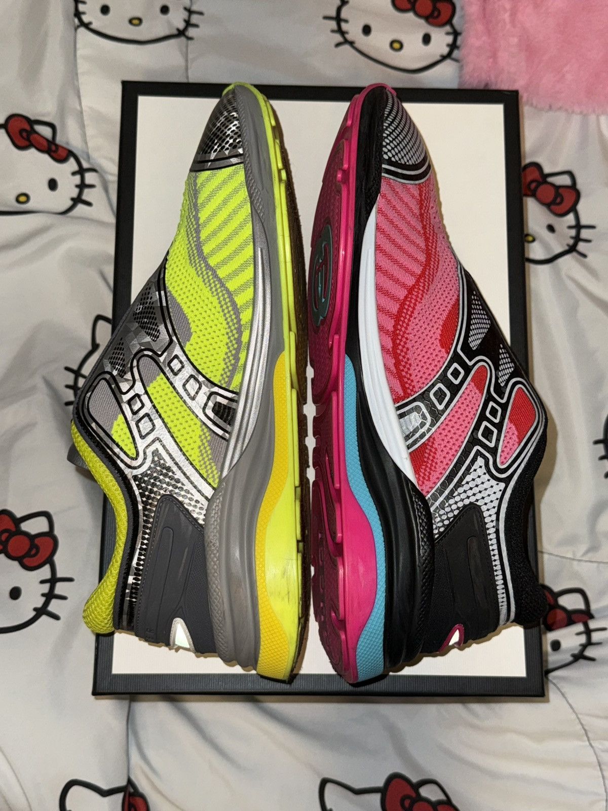 Gucci Gucci Ultrapace R 'Mismatched - Neon Pink Yellow' Size US 9 / EU 42 - 10 Thumbnail