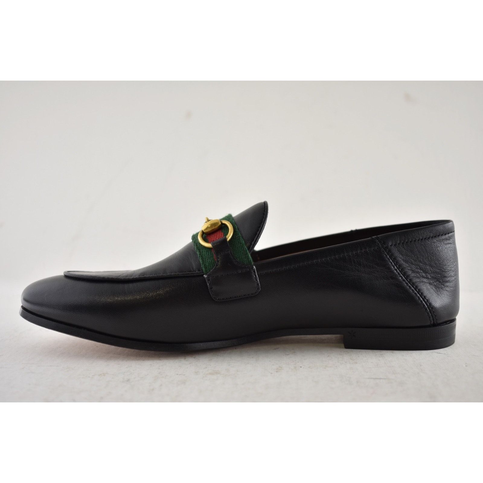 Gucci Black Leather Web Horsebit Slipper Flat Loafer 36.5 Size US 6.5 / IT 36.5 - 10 Thumbnail