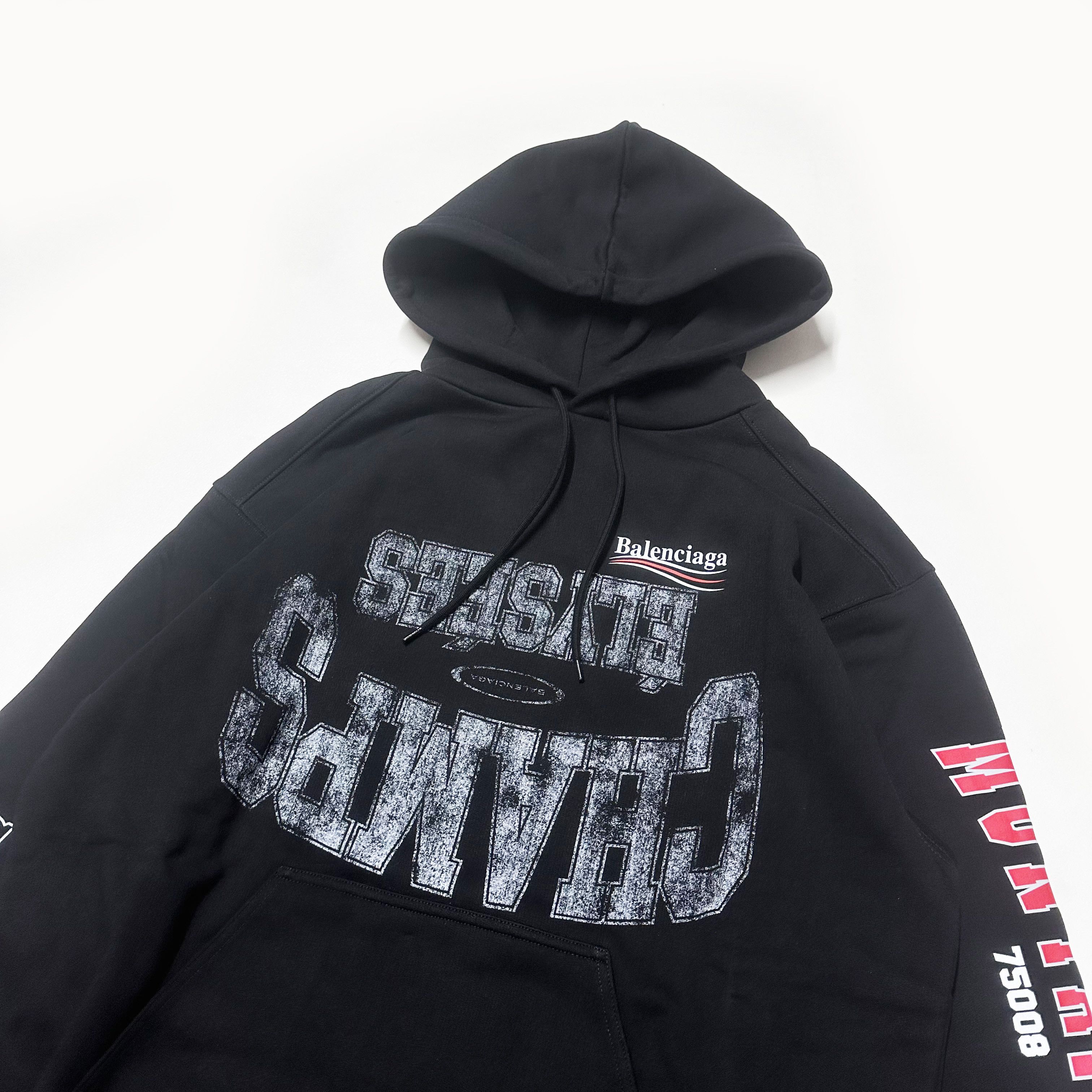 Balenciaga BALENCIAGA Paris Logo size M Black hoodie distressed medium Size US M / EU 48-50 / 2 - 2 Thumbnail