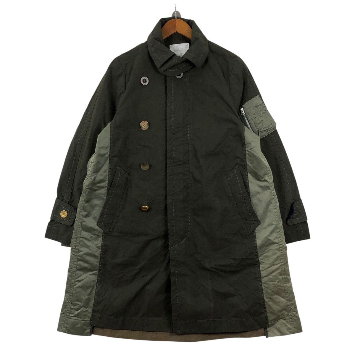 Sacai Sacai AW21 MA-1 Hybrid Trench Coat Khaki Green Size US L / EU 52-54 / 3 - 1 Thumbnail