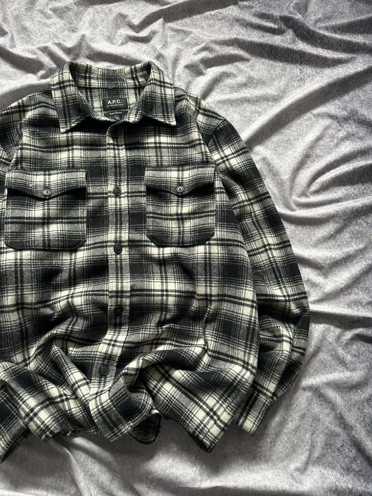 A.P.C. A.P.C. Rue Madam Paris Button-Up Flannel Black & White Size US M / EU 48-50 / 2 - 3 Thumbnail