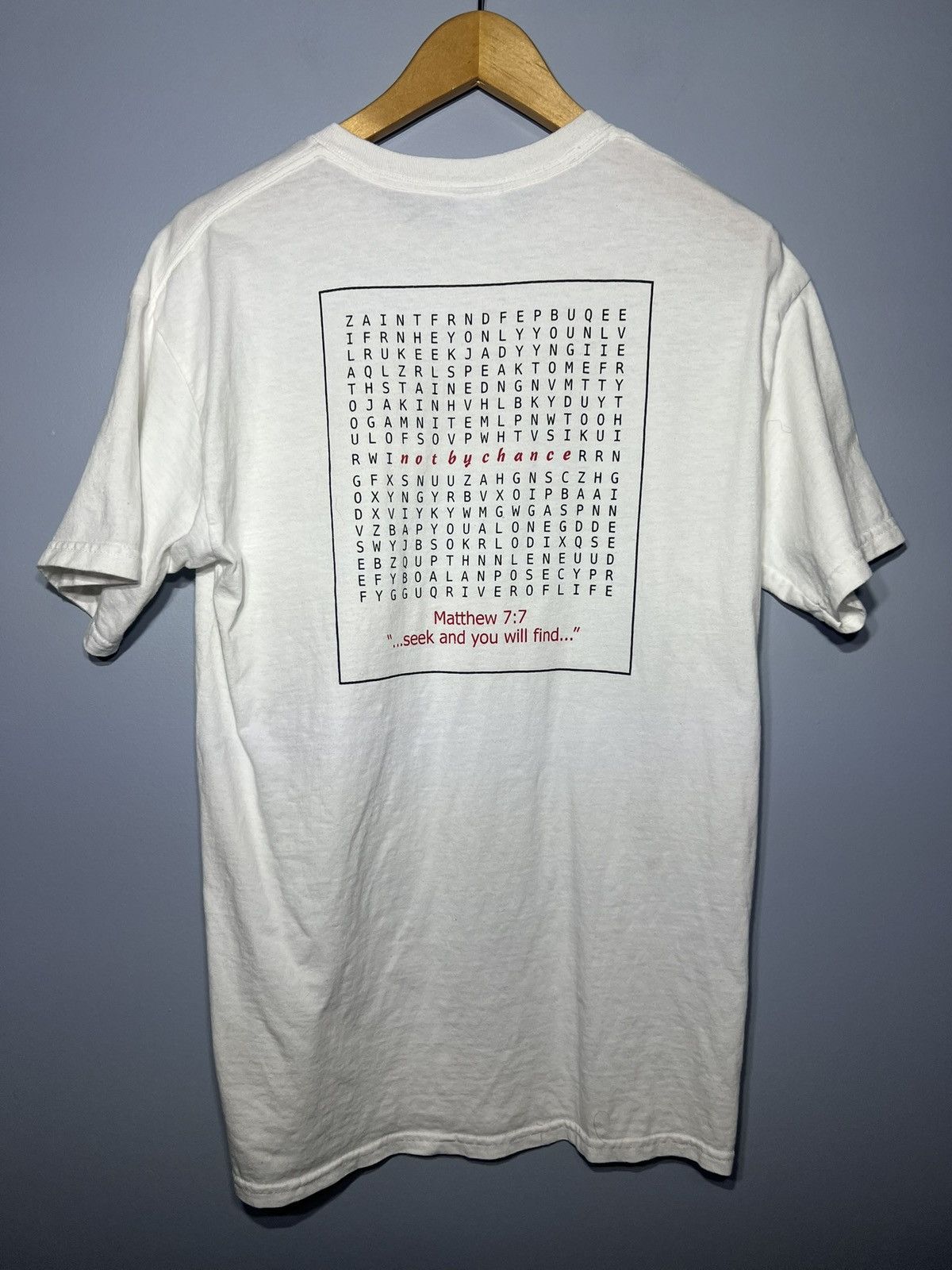 Gildan Vintage Jesus Christ Shirt Mens Med White Not By Chance Tee Size US M / EU 48-50 / 2 - 3 Thumbnail