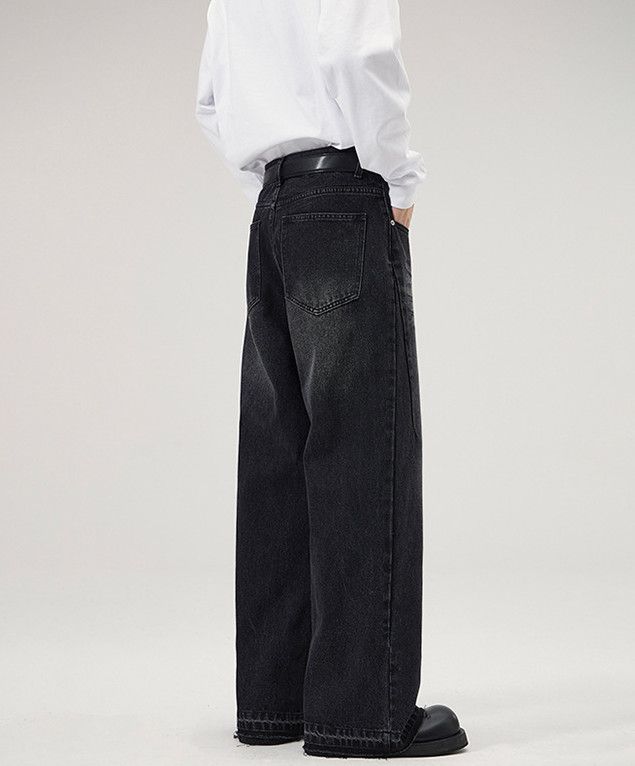 Jean Men's cleanfit distressed loose flared vintage washed jeans Size US 32 / EU 48 - 3 Thumbnail