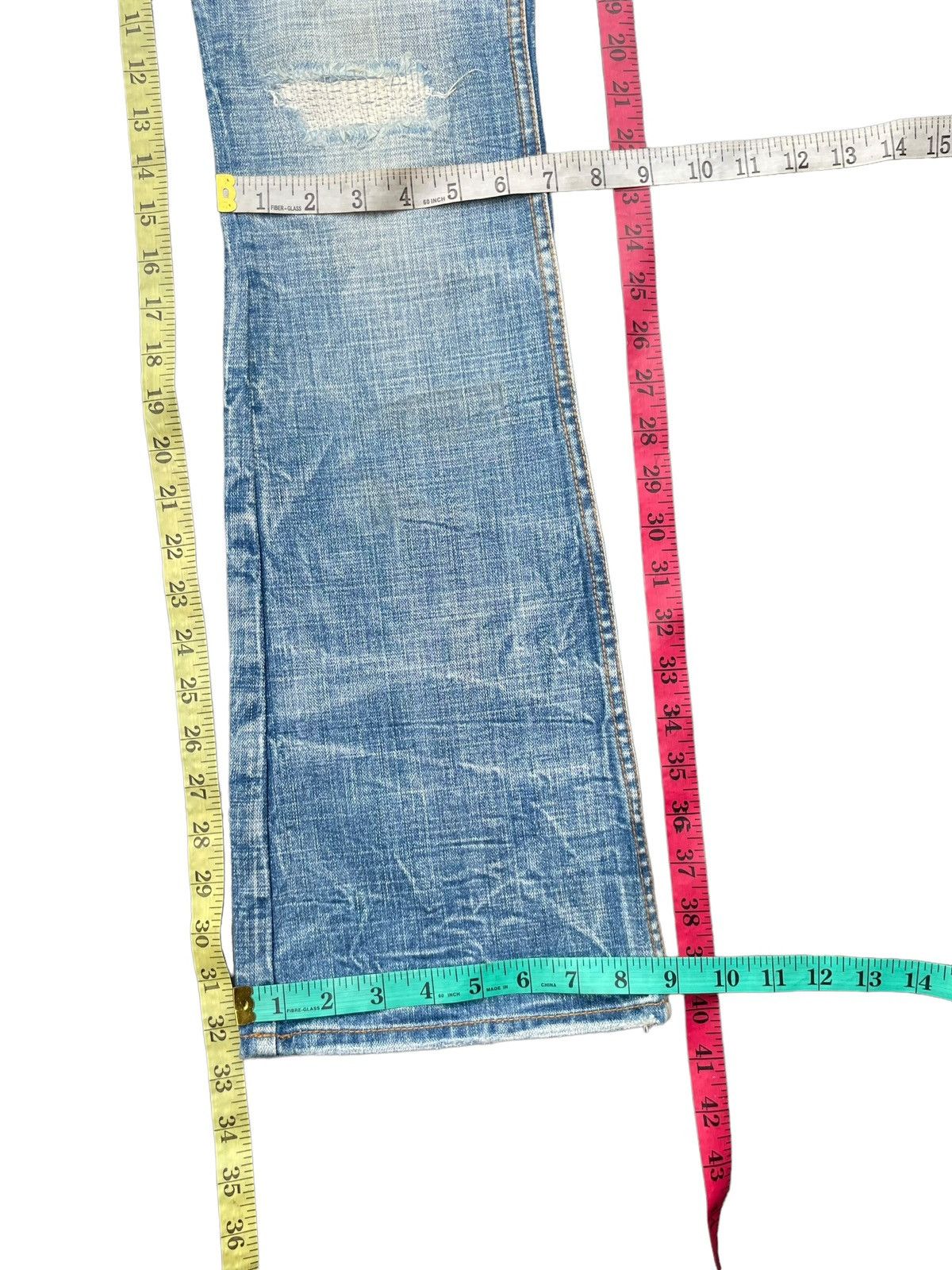 Japanese Brand Vintage Flare 5pm Jeans Distresed Denim Size 29" - 14 Thumbnail
