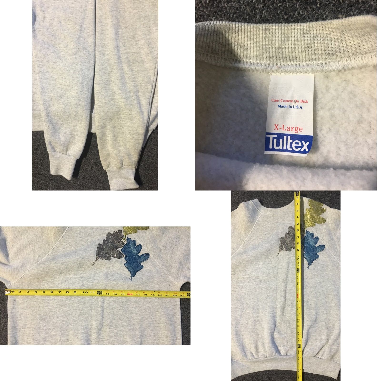 Tultex VINTAGE 80s Glitter Flowers Sweatshirt XL Tultex Gray USA Made Size US XL / EU 56 / 4 - 8 Thumbnail
