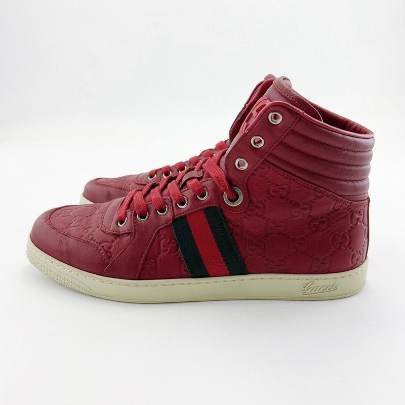 Gucci Red High-Top Leather Sneakers for Men