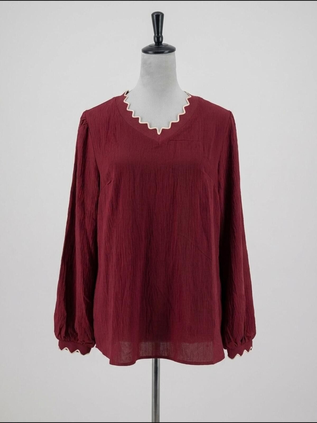 Other Women’s Burgundy V-Neck Long-Sleeve Tunic Size M / US 6-8 / IT 42-44 - 1 Thumbnail
