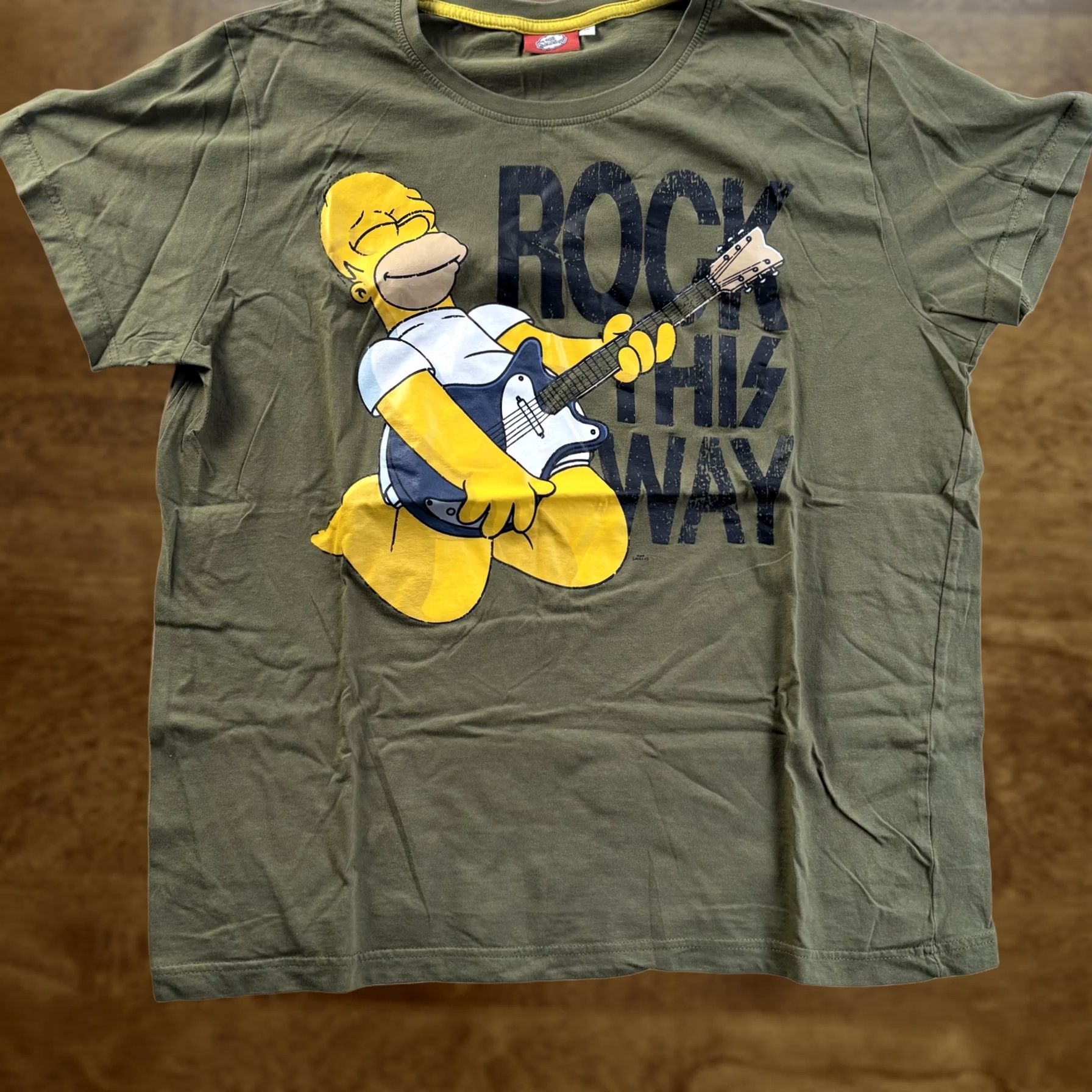 Vintage The Simpsons Shirt Mens XL Green Homer Rock This Way Graphic T-Shirt Size US XL / EU 56 / 4 - 1 Thumbnail