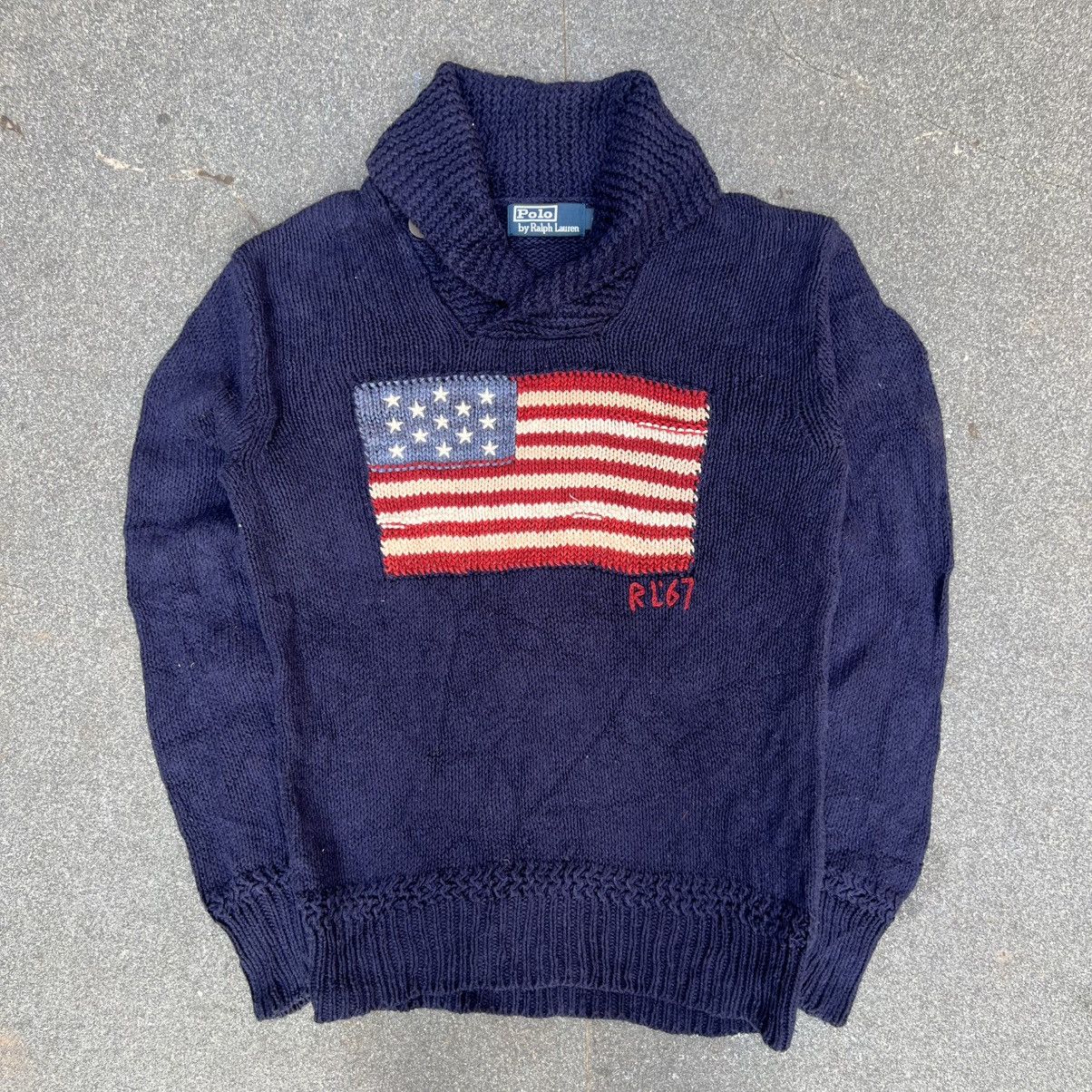 Designer × Polo Ralph Lauren × Vintage Vintage Polo Ralph Lauren American Flag Knit Sweater Size US XS / EU 42 / 0 - 1 Thumbnail