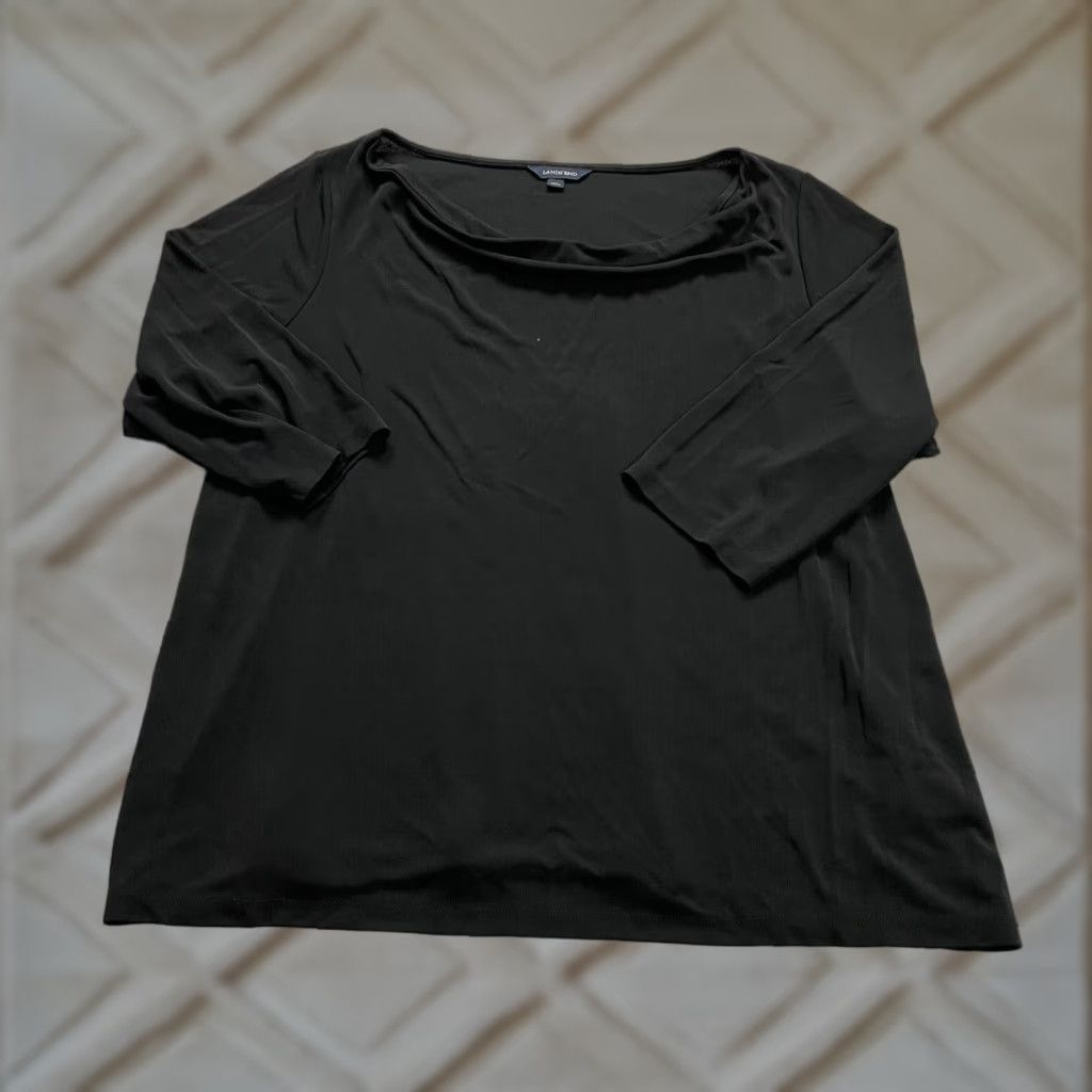 Lands' End Lands' End Blouse Womens 3XL Solid Black 3/4 Sleeve Cowl Neck Stretch Casual Top Size XXL / US 16-18 / IT 52-54 - 1 Thumbnail