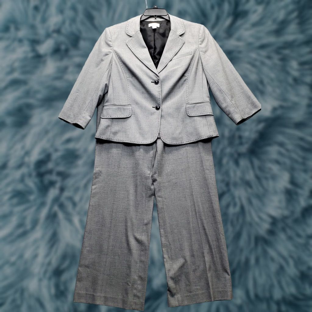 Loft LOFT 2 Piece Suit Jacket & Marisa Pants Womens 12/14 Gray Formal Single Breasted Size 34" / US 12 / IT 48 - 1 Thumbnail