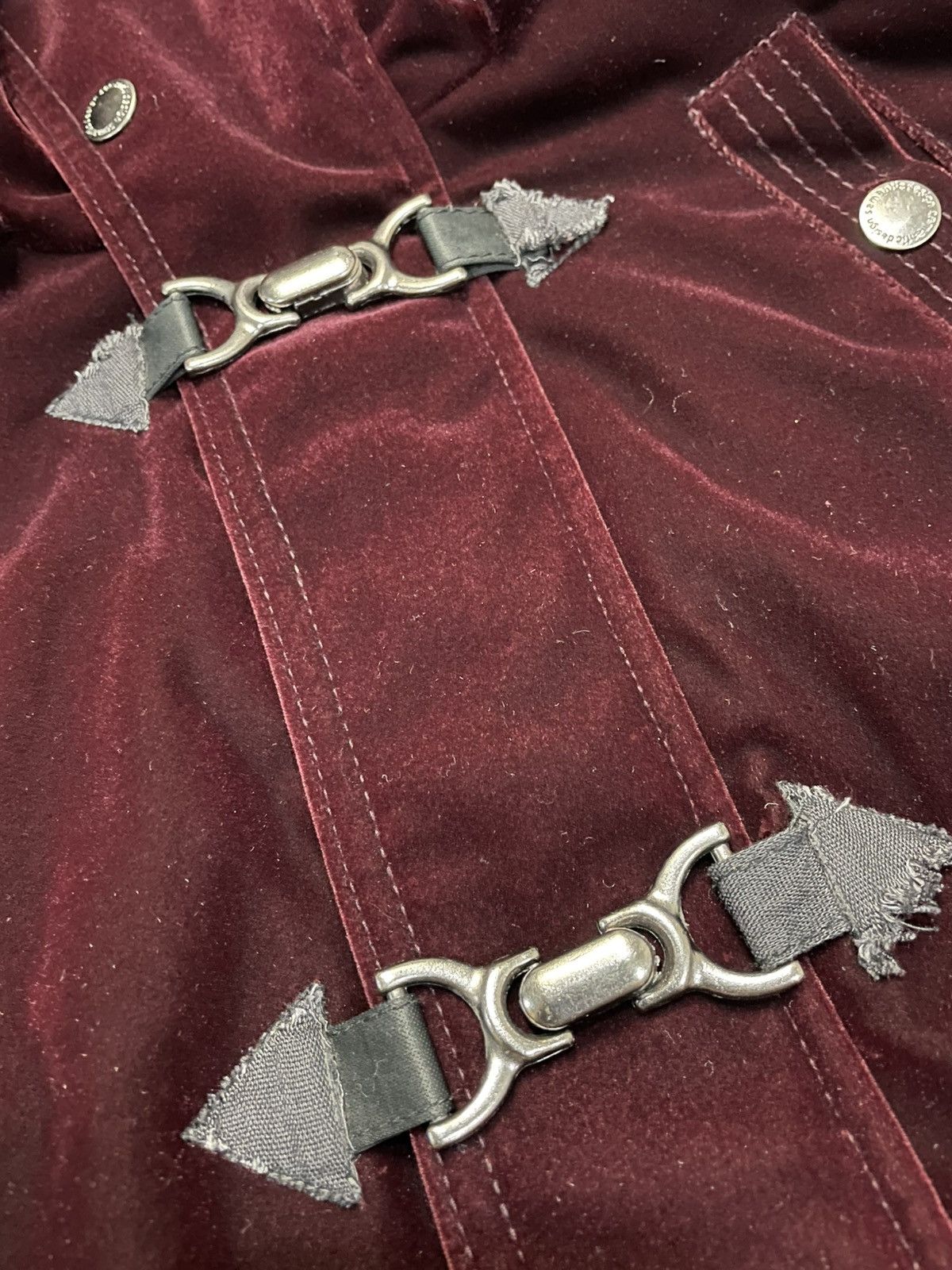 Japanese Brand Semantic Design Red Velour/Velvet Cargo Jacket Size US M / EU 48-50 / 2 - 7 Thumbnail