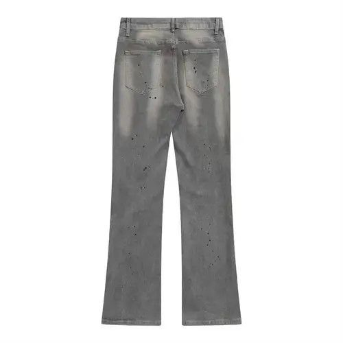Jean Street ink-splashed washed loose wide-leg flared jeans Size US 32 / EU 48 - 8 Thumbnail