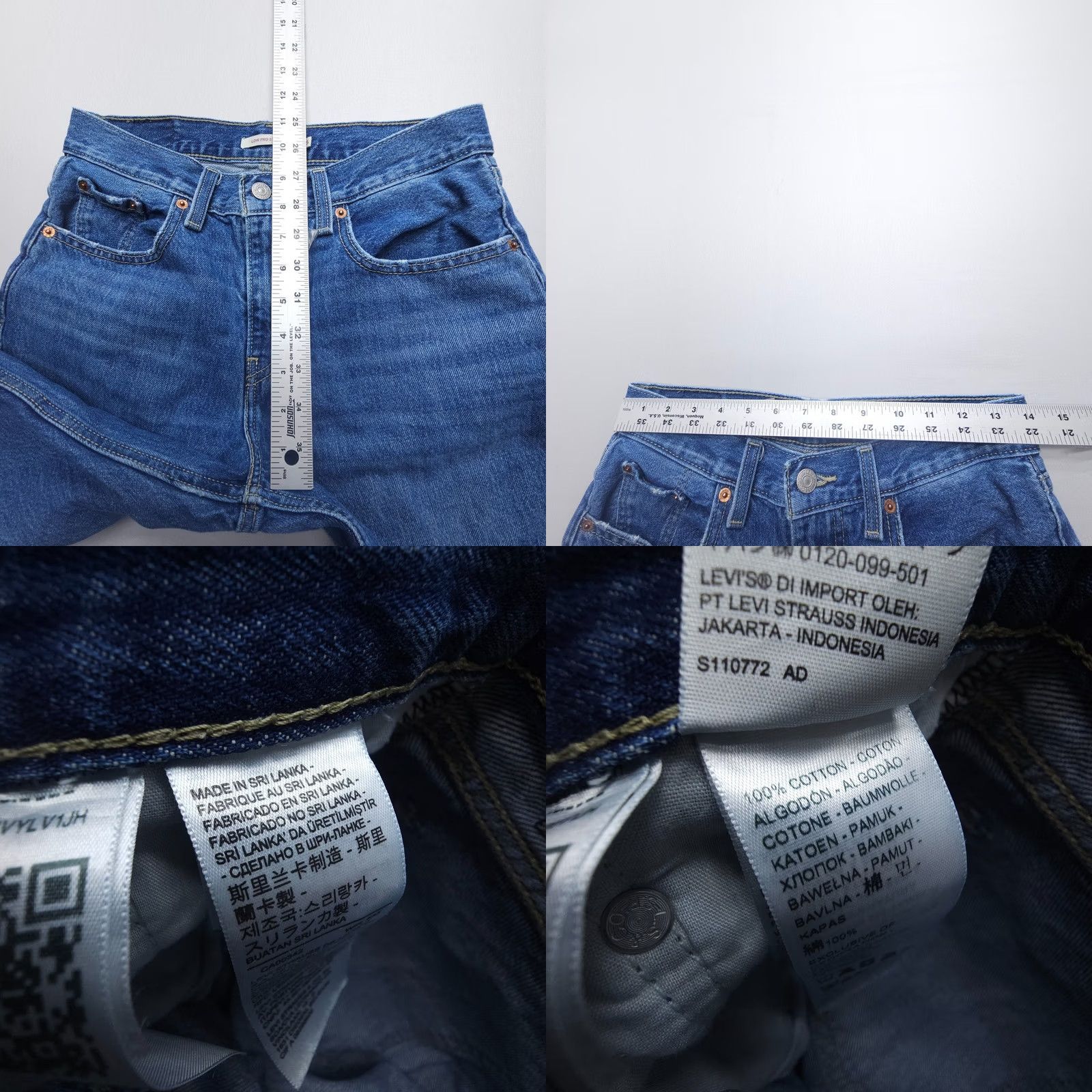 Levi's Levi's Jeans Womens 26 Blue Distressed Straight 5-Pocket Denim Cotton USA 30in Inseam Regular Button Zip Size 26" / US 2 / IT 38 - 8 Thumbnail